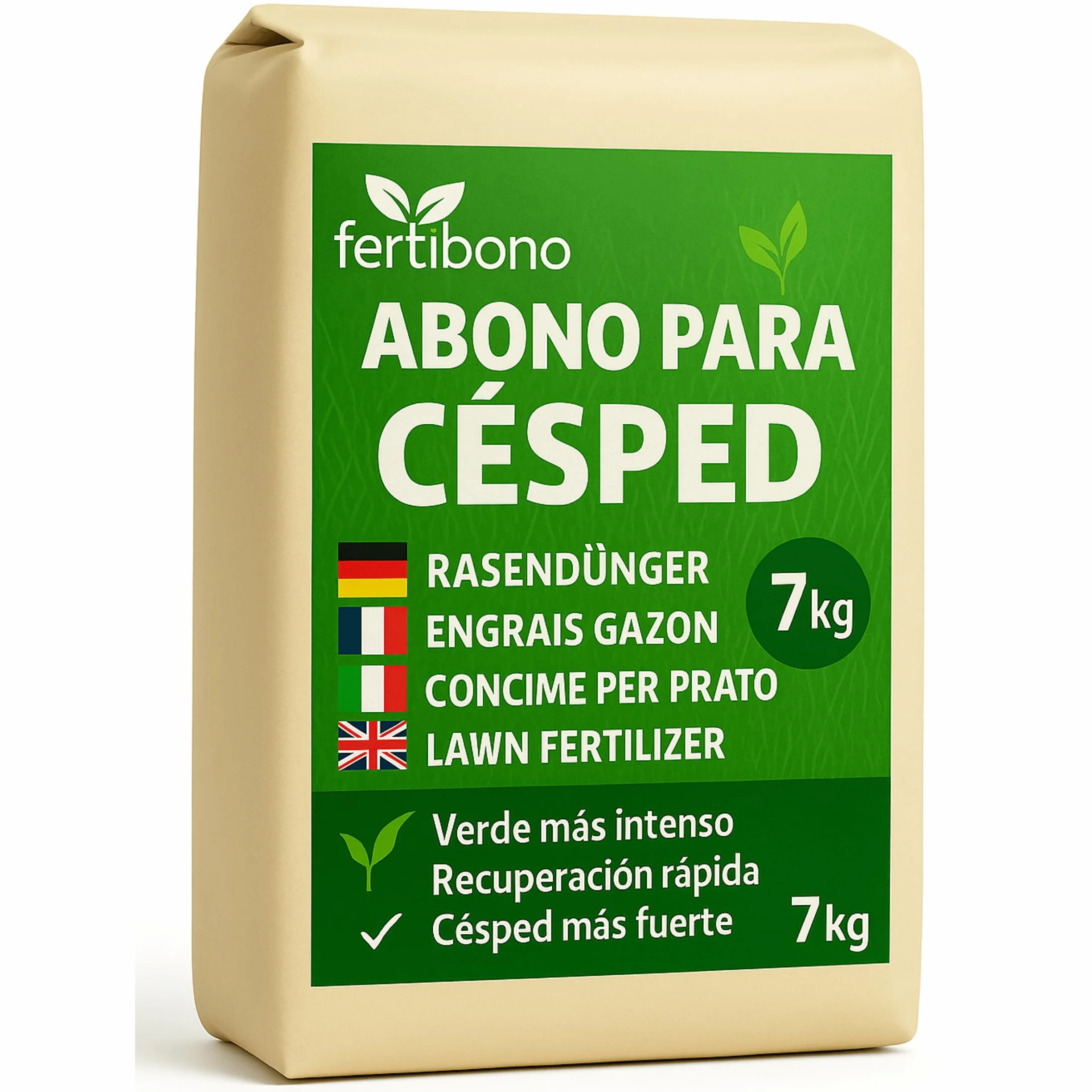 FERTIBONO Abono Césped 7kg NPK Magnesio Hierro Manganeso Azufre Hasta 280 m2