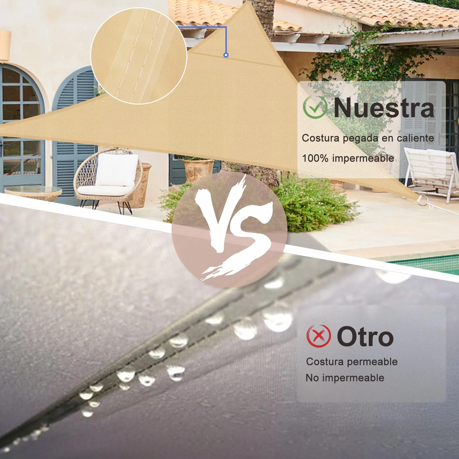SUNNY GUARD Toldo Vela de Sombra Impermeable 3x3x3m Triangular Protección UV