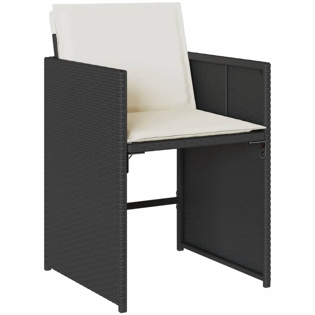 Brokky Juego de Muebles de Jardín en Ratán Conjunto Comedor para Jardín Exterior Mesa y Sillas De Comedor De Ratán-Negro y Crema-9 pzas/Madera