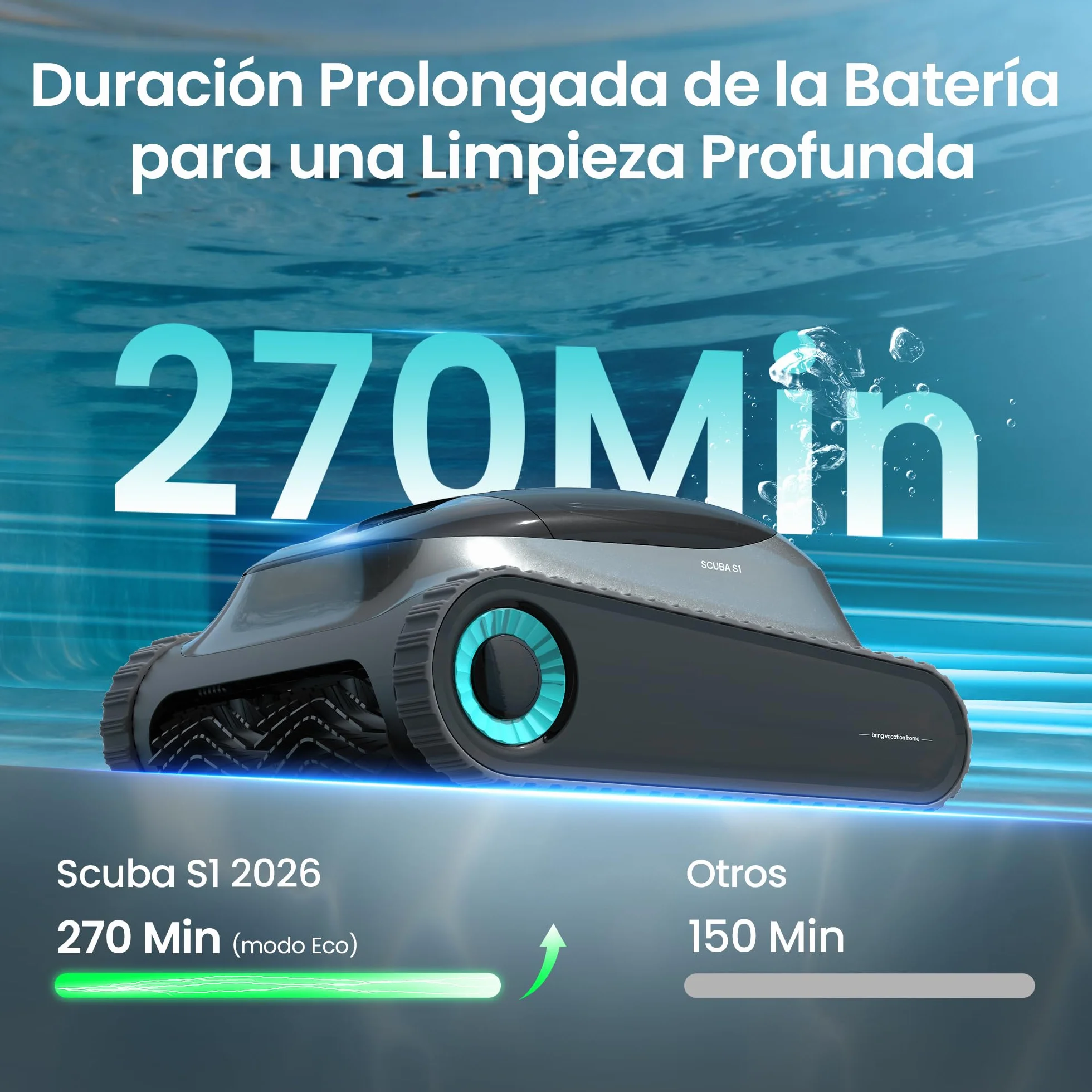 Aiper Scuba S1 Robot Piscina, 270 Min Autonomía, Limpieza Fondo/Paredes/Línea Agua, Navegación Inteligente 11 Sensores, Control App
