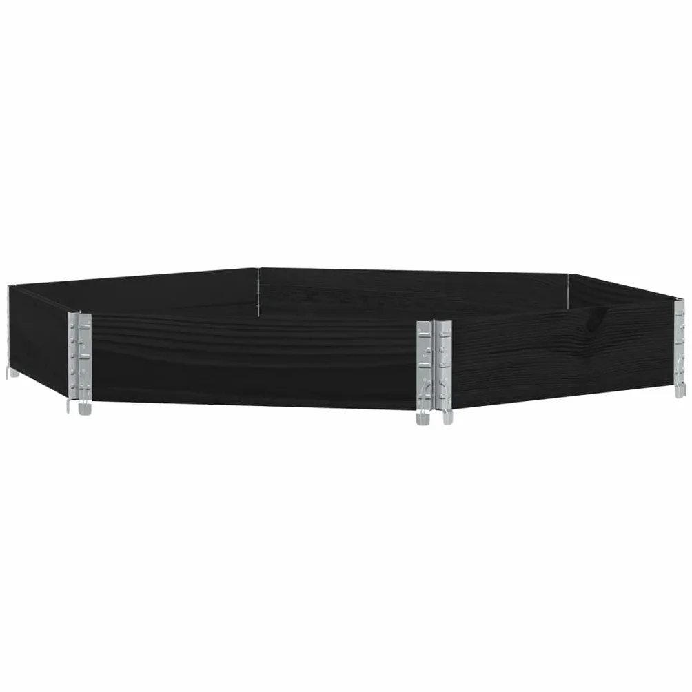 Marco para palés, negro, 160 x 160 cm, de madera maciza de pino, apilable, plegable, para seguridad, transporte, almacenamiento y jardinera elevada