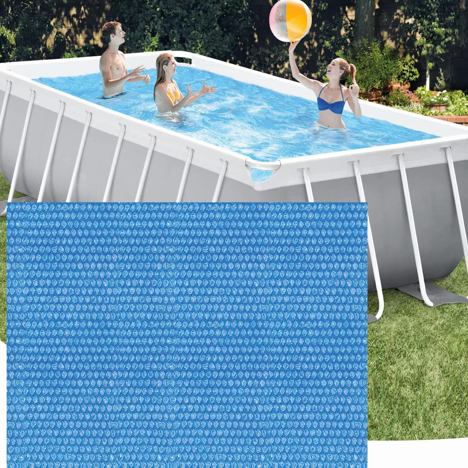 Cubierta de Piscina Solar Térmica Manta de Burbujas Aislamiento Polvo 2.2x1.5m