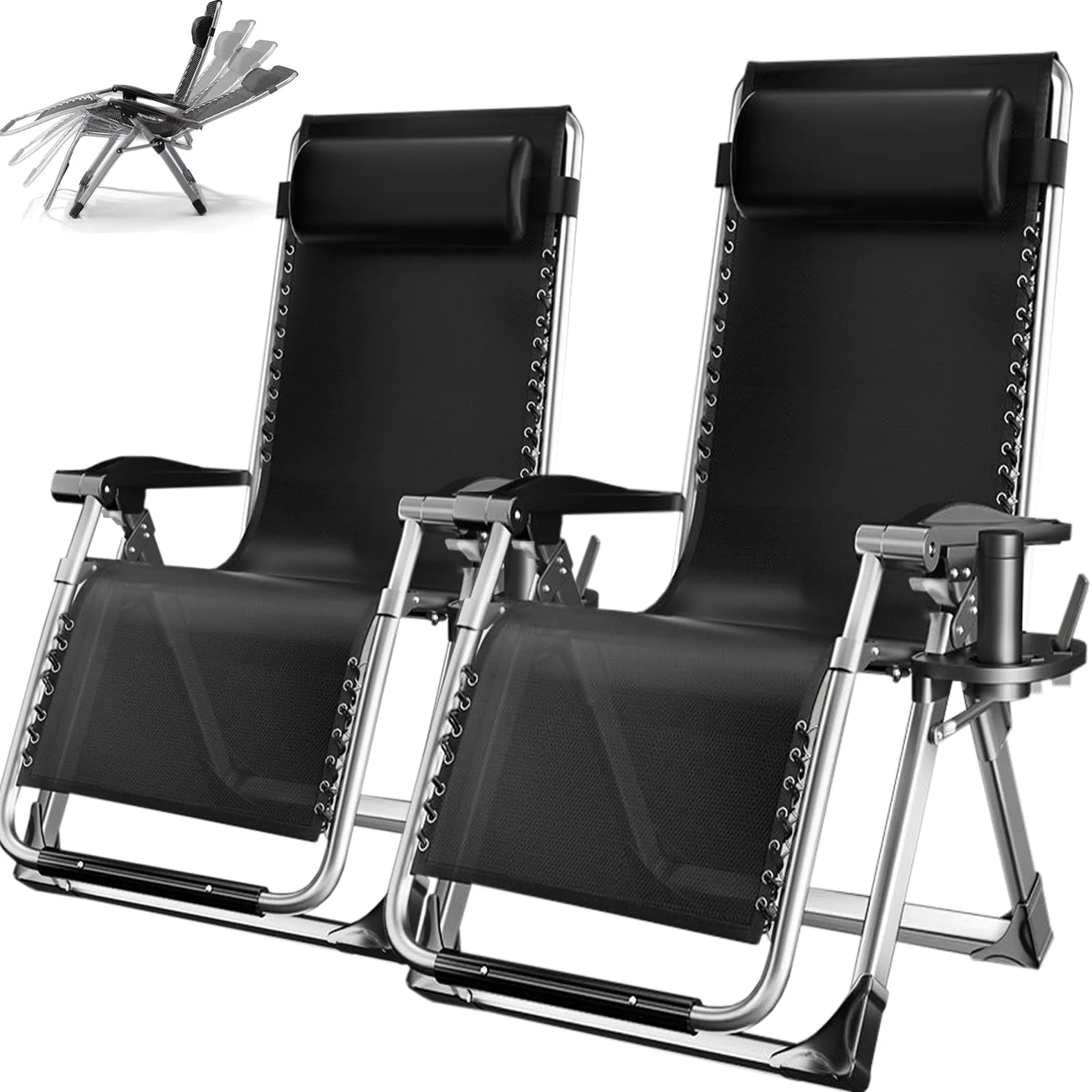 Silla de Gravedad Cero, sillas reclinables para Patio, jardín, terraza, soporta 200 kg (Juego de 2)