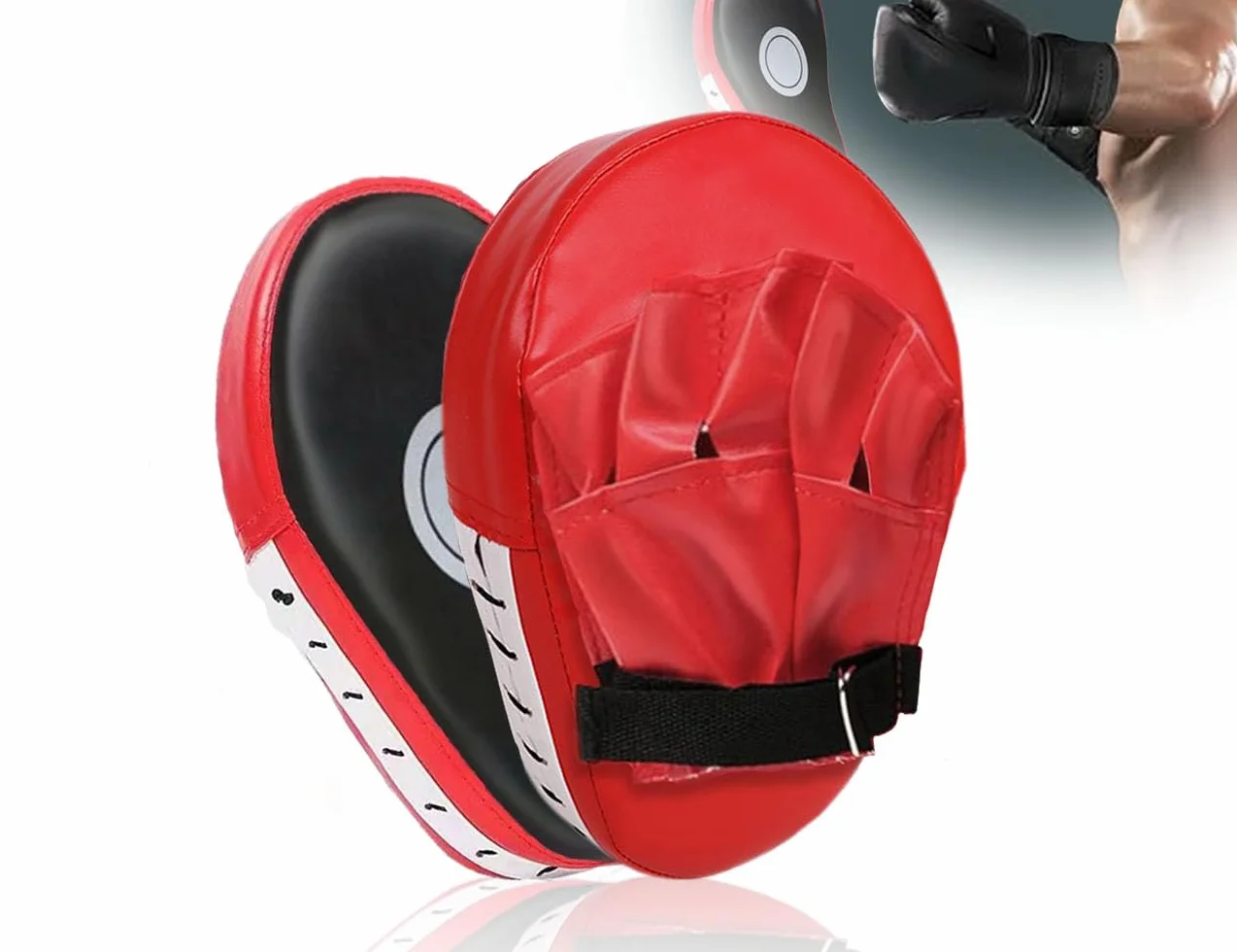 Manoplas de Kickboxing de PU para Entrenamiento de Artes Marciales, Muay Thai, Karate y Taekwondo (Rojos)