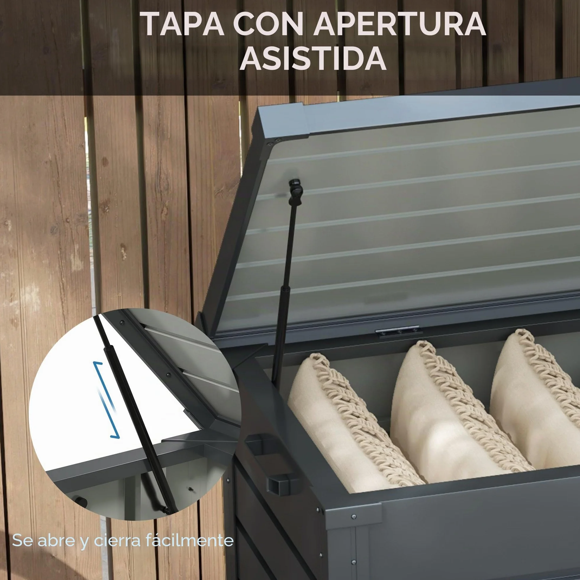Outsunny Baúl Almacenaje Exterior 311L Acero Galvanizado 4 Ruedas Impermeable 120x62x66 cm Gris Oscuro