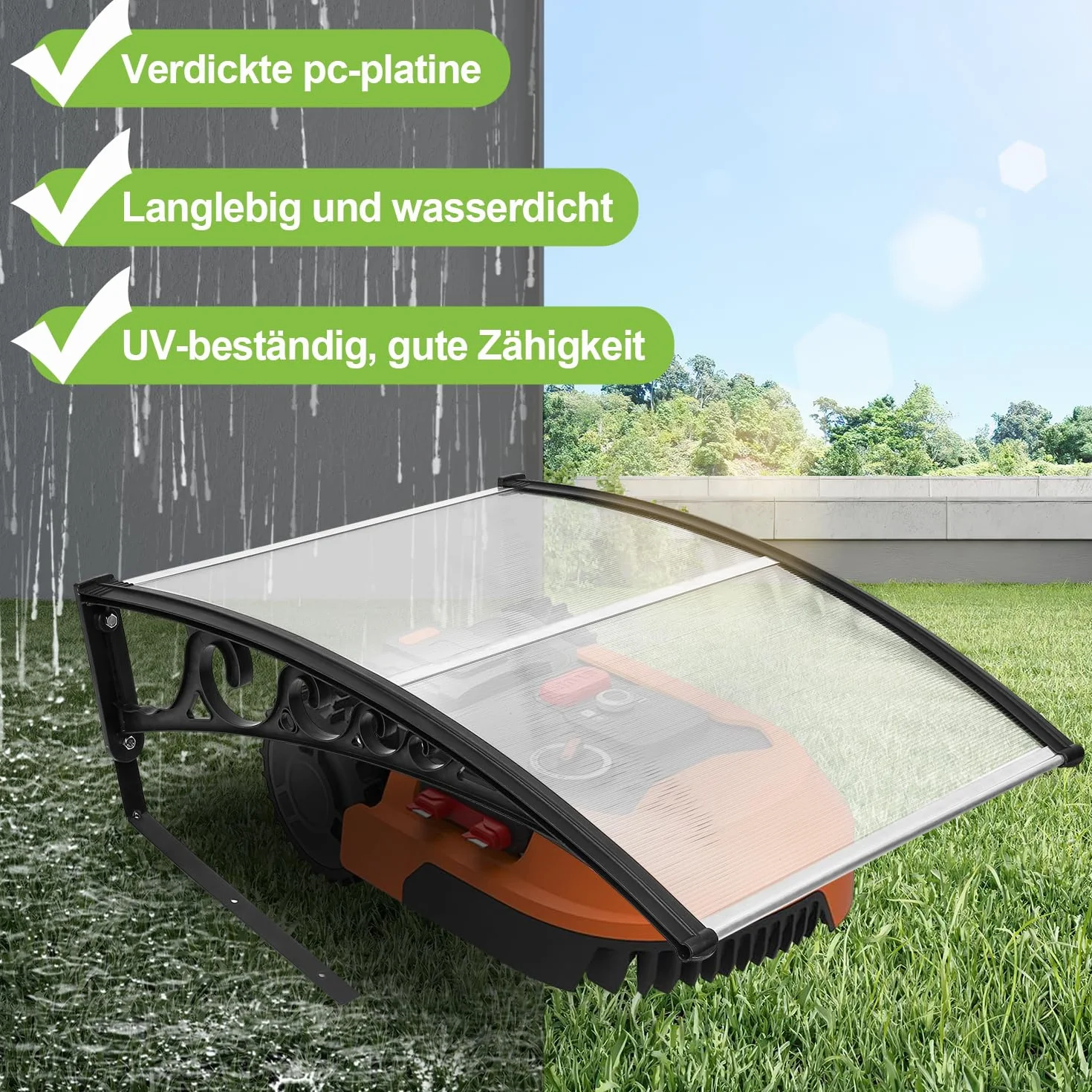 Robot cortacésped Garaje Techo Carport 106 x 87 x 50 cm Automower protección lluvia granizo UV