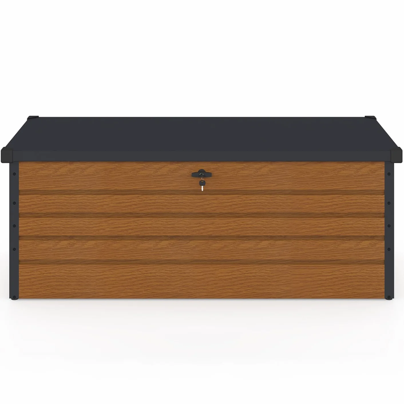Baúl de almacenamiento de metal con cerradura 600 L 165 x 70 x 63 cm para jardín