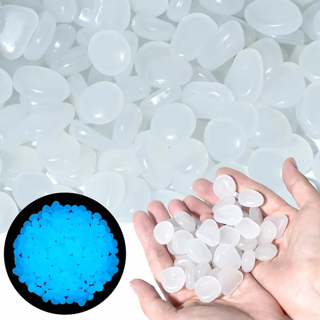 Piedras Luminosas Fluorescentes Decorativas para Acuario Jardín Macetas - Blanco 100 Piezas