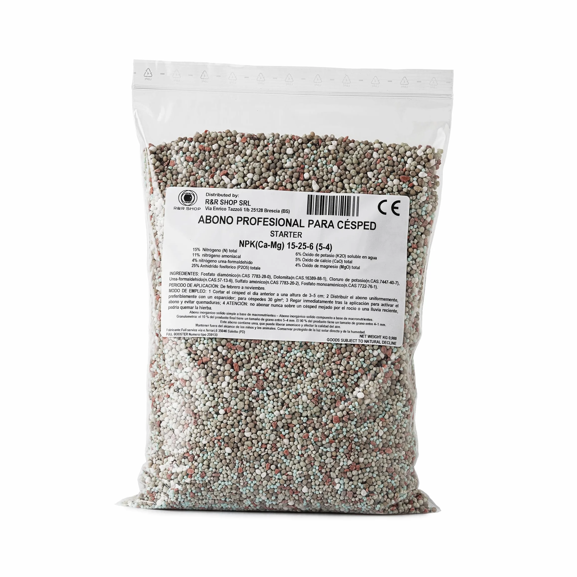 Fertilizante Profesional Starter CE para Césped NPK 15-25-6 0.9Kg 30m²