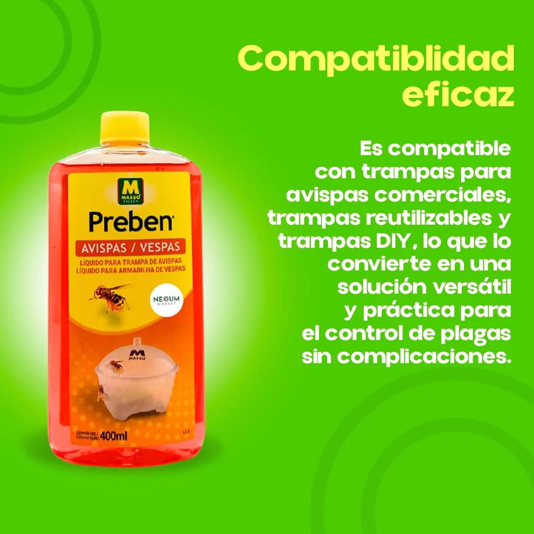Preben Líquido para Trampa de Avispas y Avispones 400ml Atrayente Concentrado Exterior Jardín