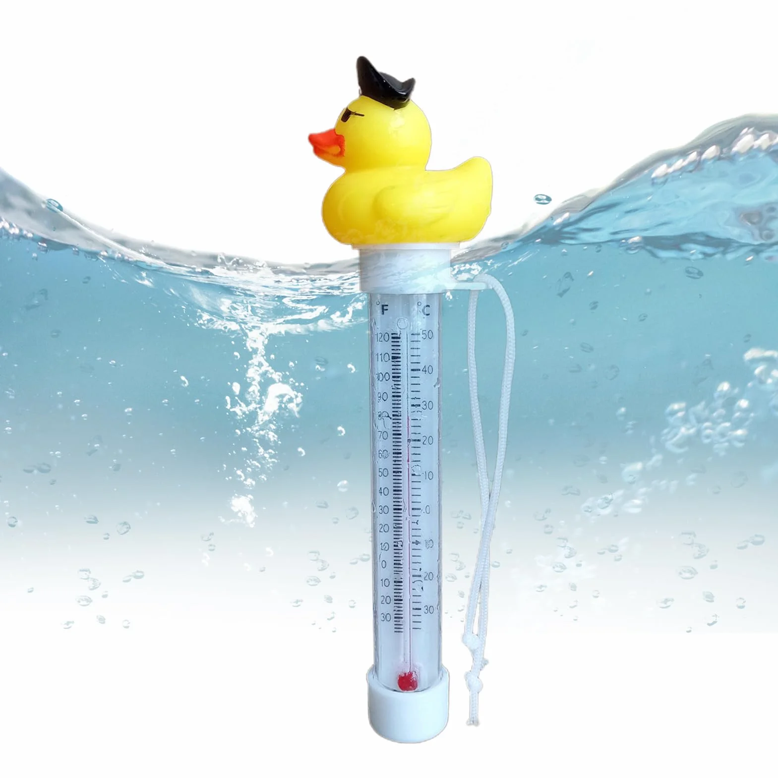 Genérico Termómetro Flotante para Piscinas, Medidor de Temperatura de Agua con Pato de Dibujos Animados, Resistente al Agua