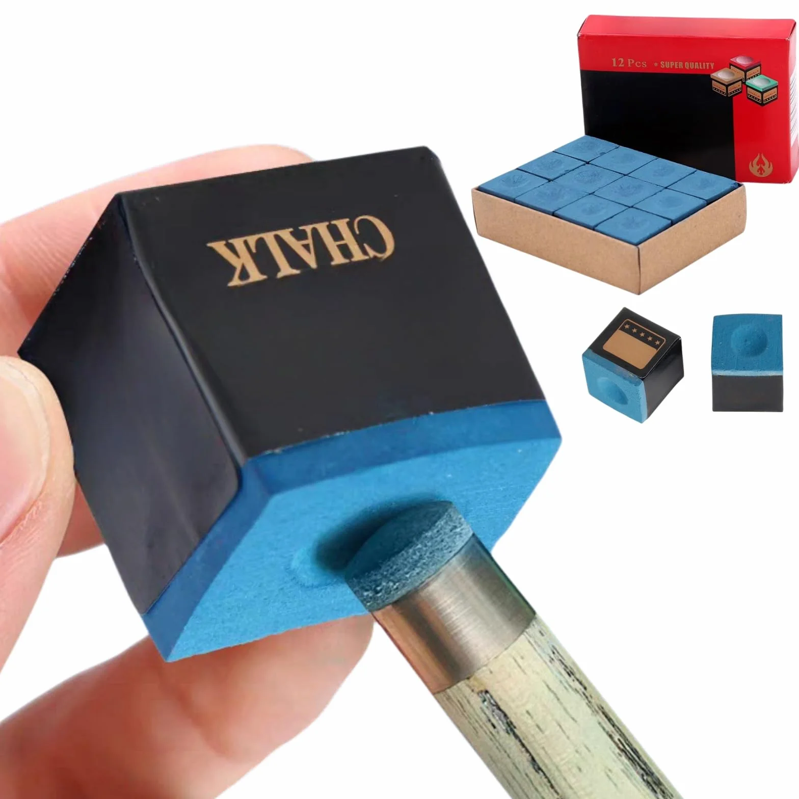 Tiza Billar Caja 12 Piezas Azul Antideslizante para Tacos