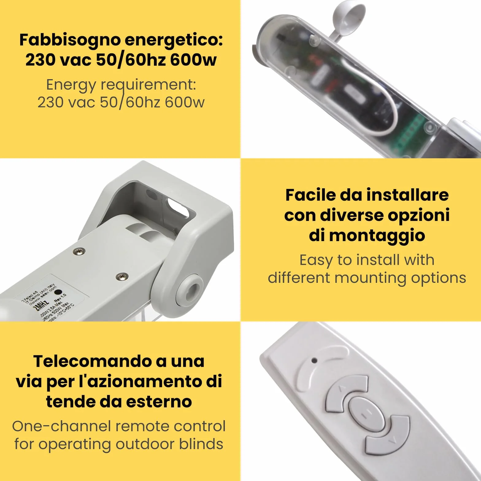 TENDEEVOLUTION Central de Mando para Toldo con Mando a Distancia y Sensor de Lluvia y Viento Anemómetro Exterior