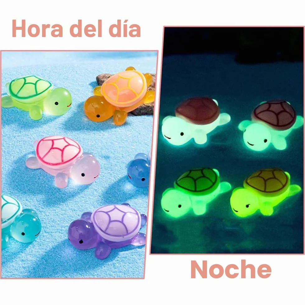 Mini Tortuga Luminosa 4.5x1.6cm Resina Multicolor Juguetes Adornos de Jardín