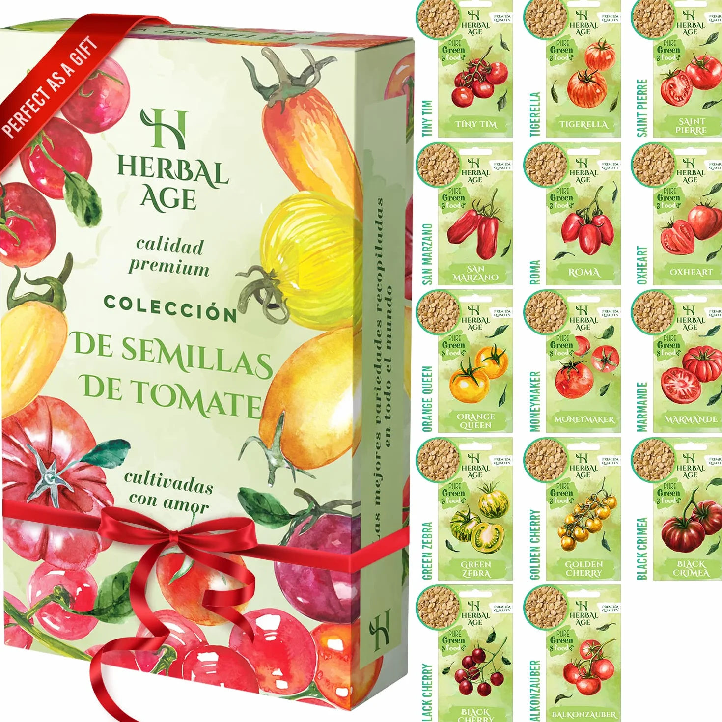 Kit De Semillas De Tomate – 14 Variedades Selectas De Tomates Gigantes, 480 Unidades