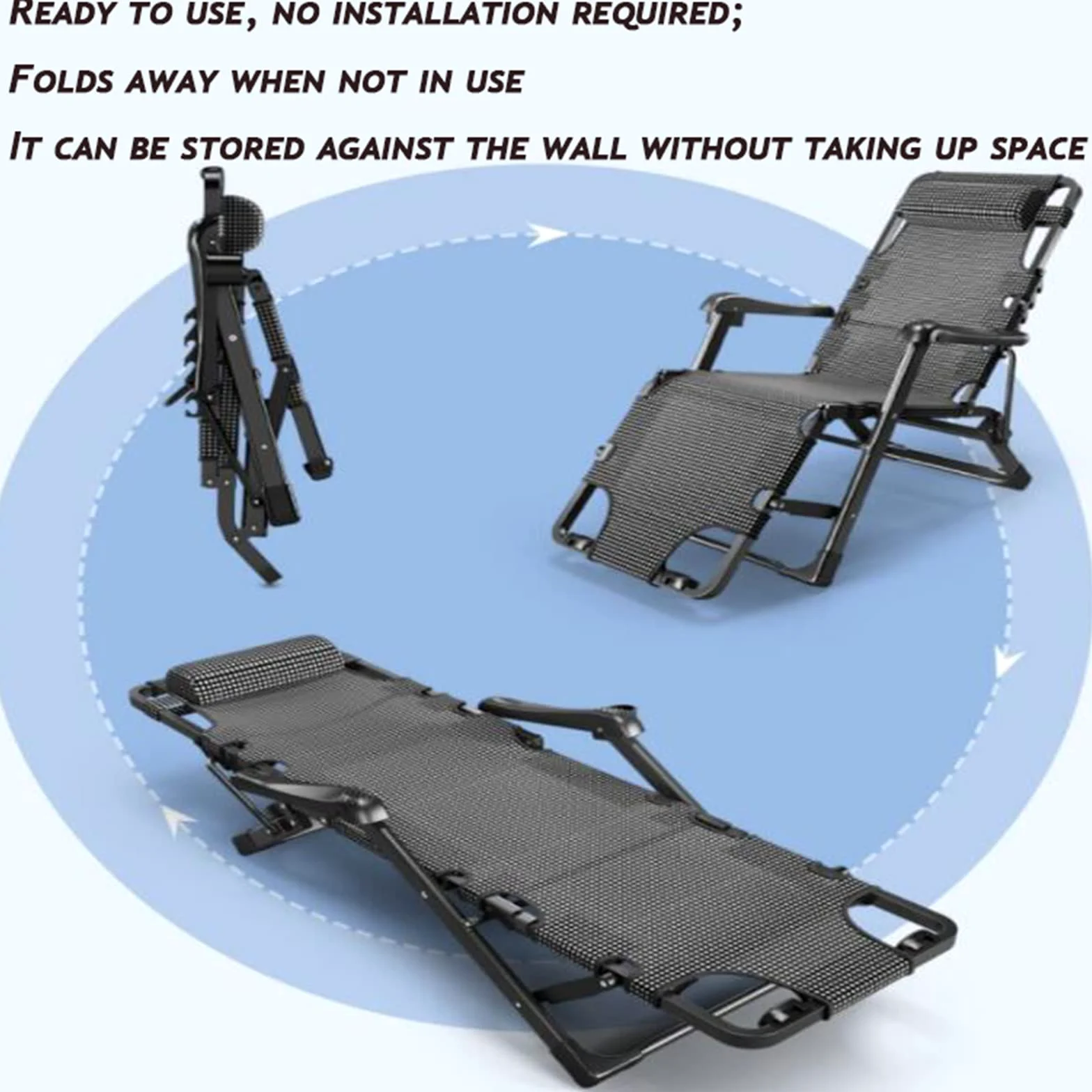 Silla de Gravedad Cero, Silla Extragrande de Gravedad Cero, sillón reclinable con colchón, Ideal para Tomar el Sol, Acampar, Piscina, Playa y Patio, B1