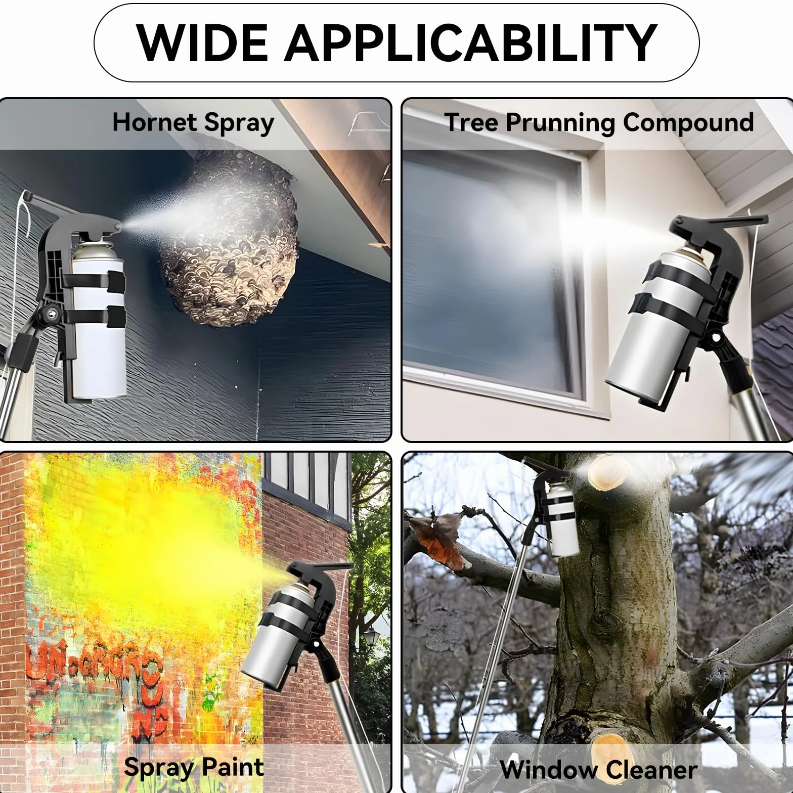 Barra Extensor De Lata De Aerosol, Adaptador Soporte Pulverizador, Extensión Mástil Telescópico 78, Limpiador Ventanas