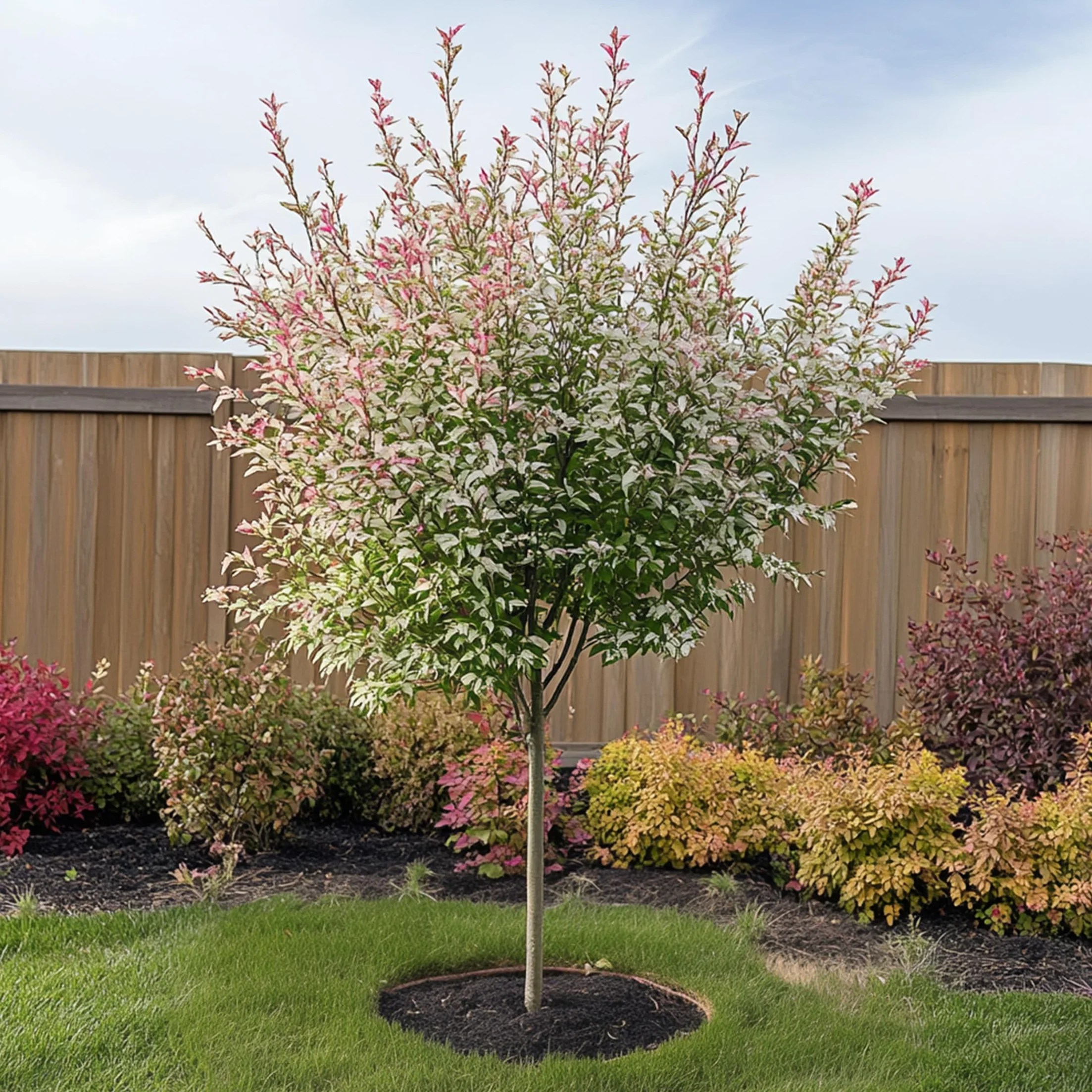 Salix integra Flamingo Set de 2 Planta de Jardín Sauce Arlequín Maceta 17cm Altura 60-80cm