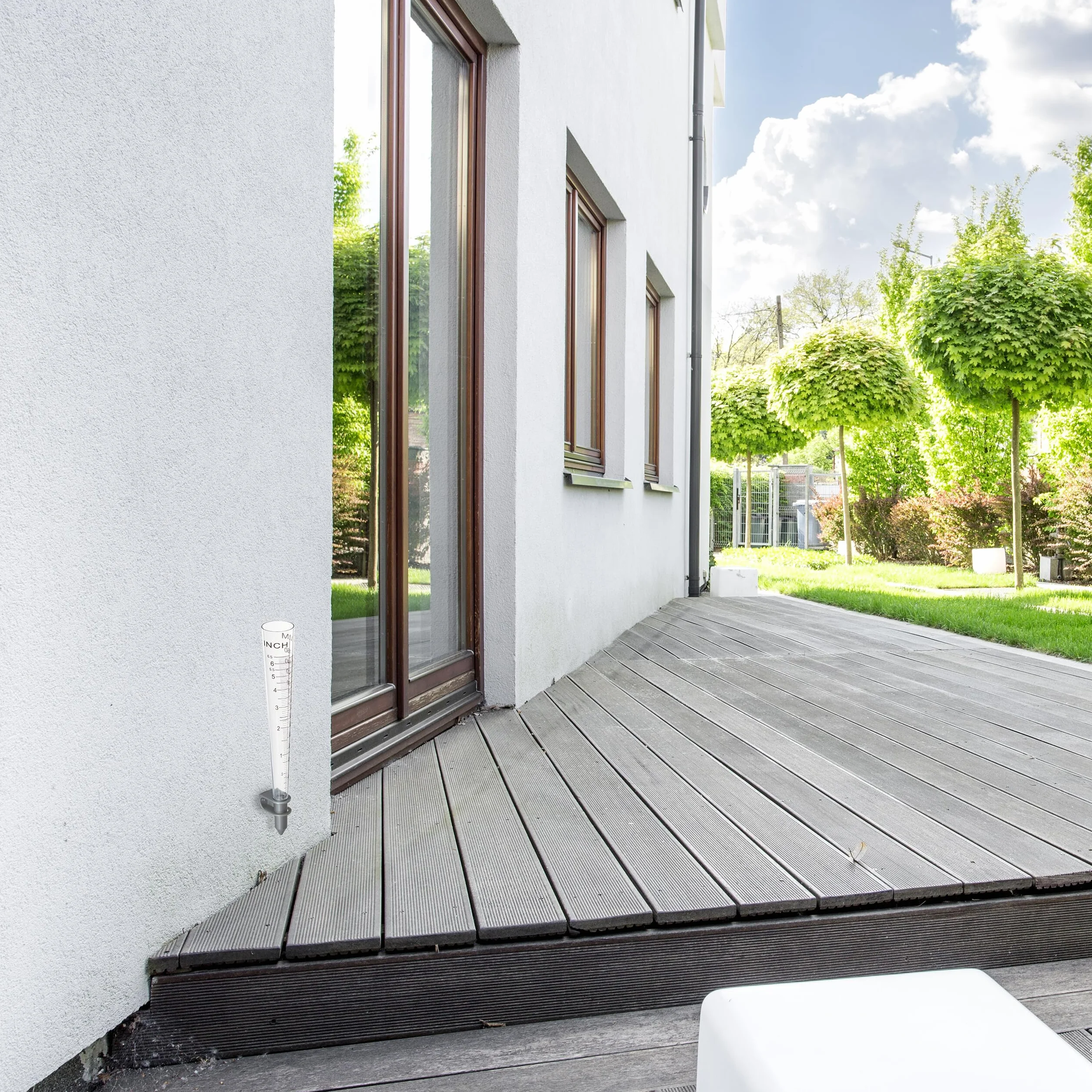 Relaxdays Pluviómetros 2 Pack, Montaje Pared, Medidores Lluvia Caída, Escala 160 mm/m², Plástico Transparente/Gris