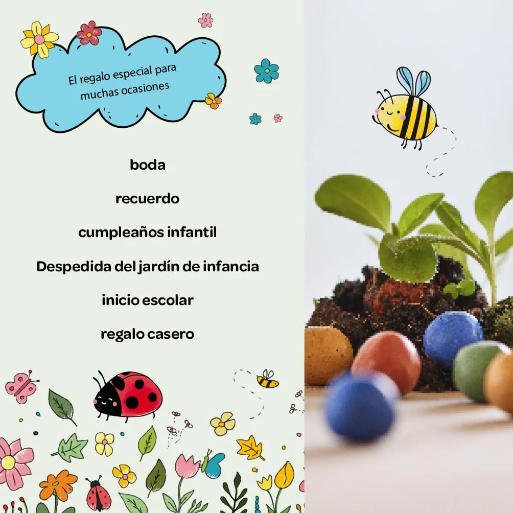 Canicas de flores ecológicas 25 bolas colores semillas regalo niños