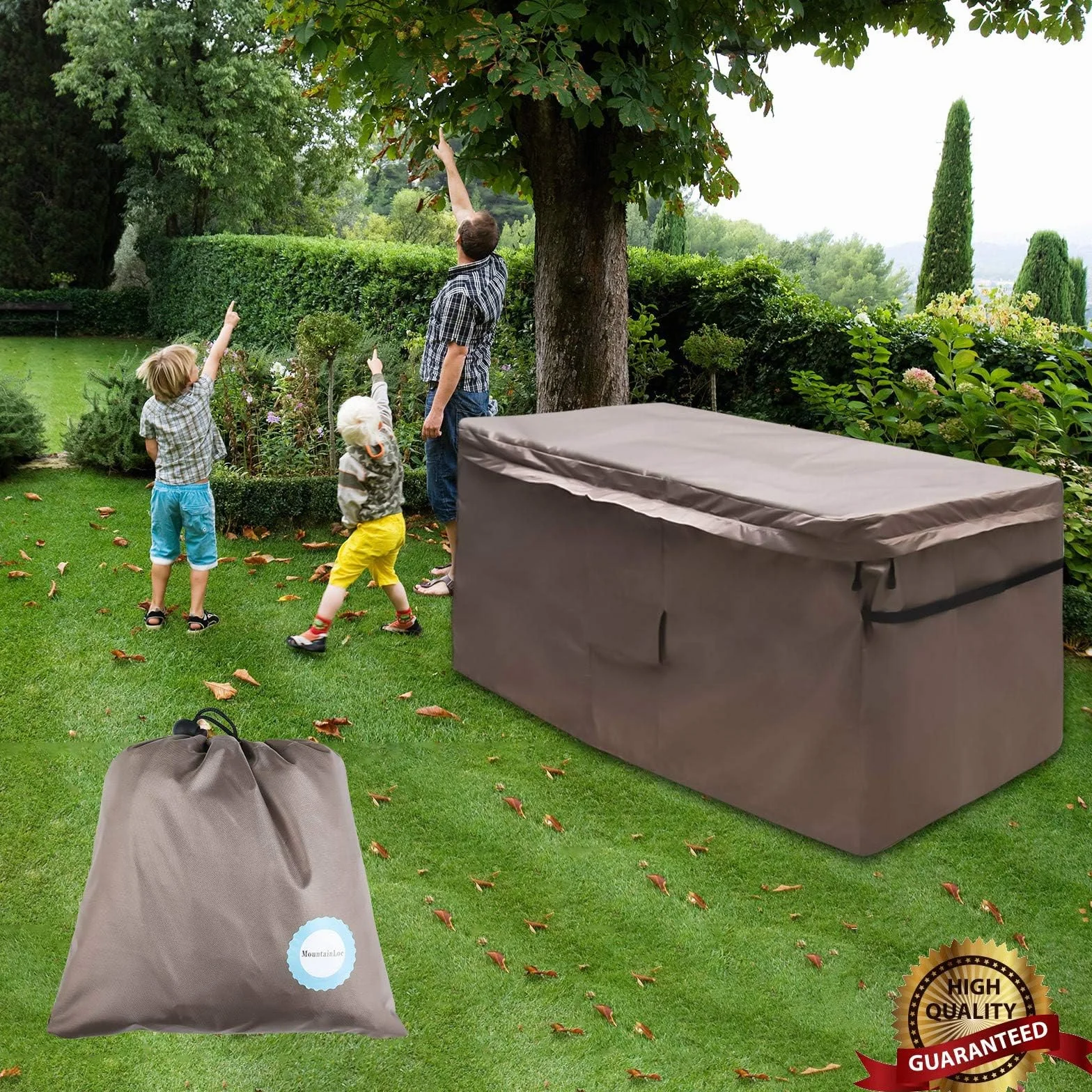 Funda Impermeable para Arcón de Jardín 420D Oxford Marrón 157x76x69 cm