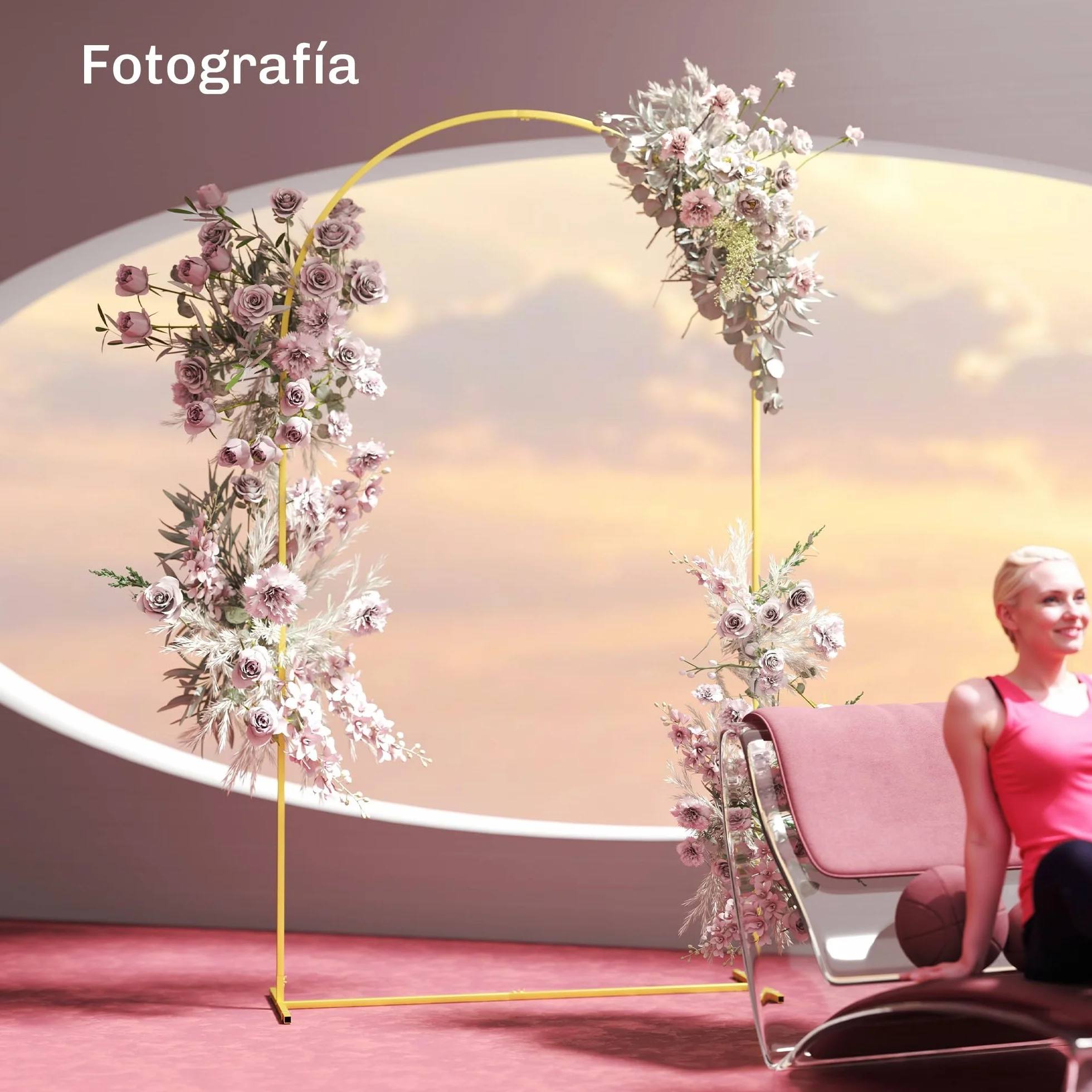 Outsunny Arco de Jardín de Metal 120x40x220 cm Dorado para Rosas Plantas Trepadoras