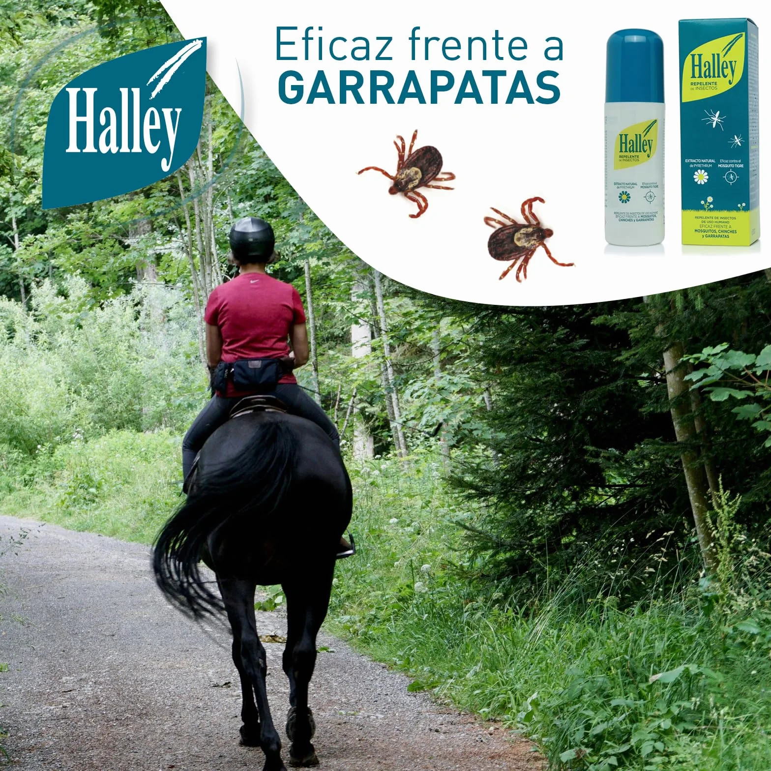 HALLEY Repelente de Insectos 150ml Protección Mosquitos Garrapatas 96% Natural 3 Años+