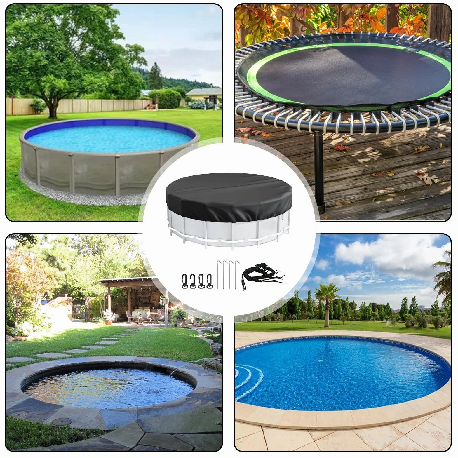 Lona para Piscina Redonda Alta Resistencia al Desgarro Protección UV Cubierta