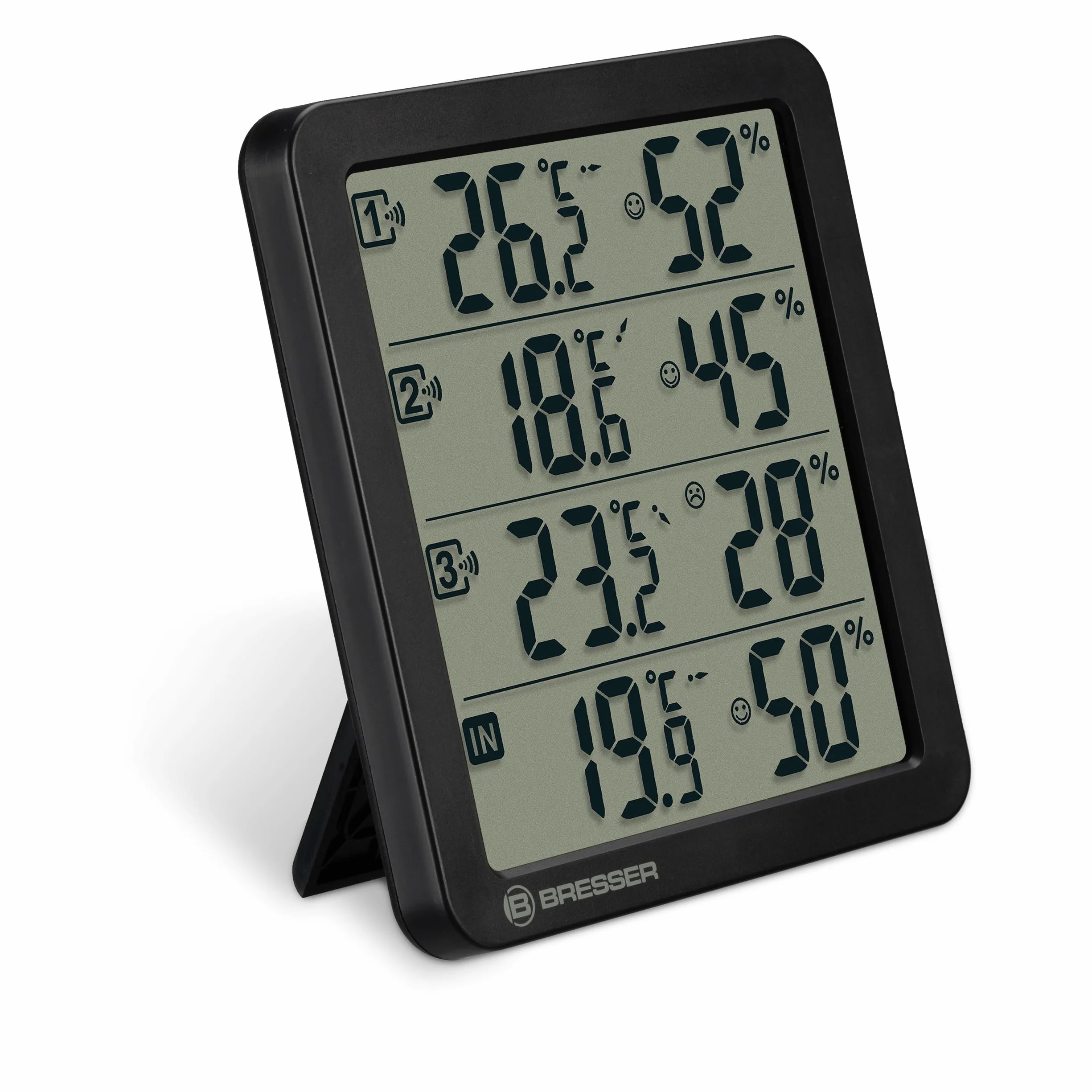 Bresser Termohigrómetro Quadro NV 4 puntos de medición sensor integrado 3 sensores inalámbricos IP44