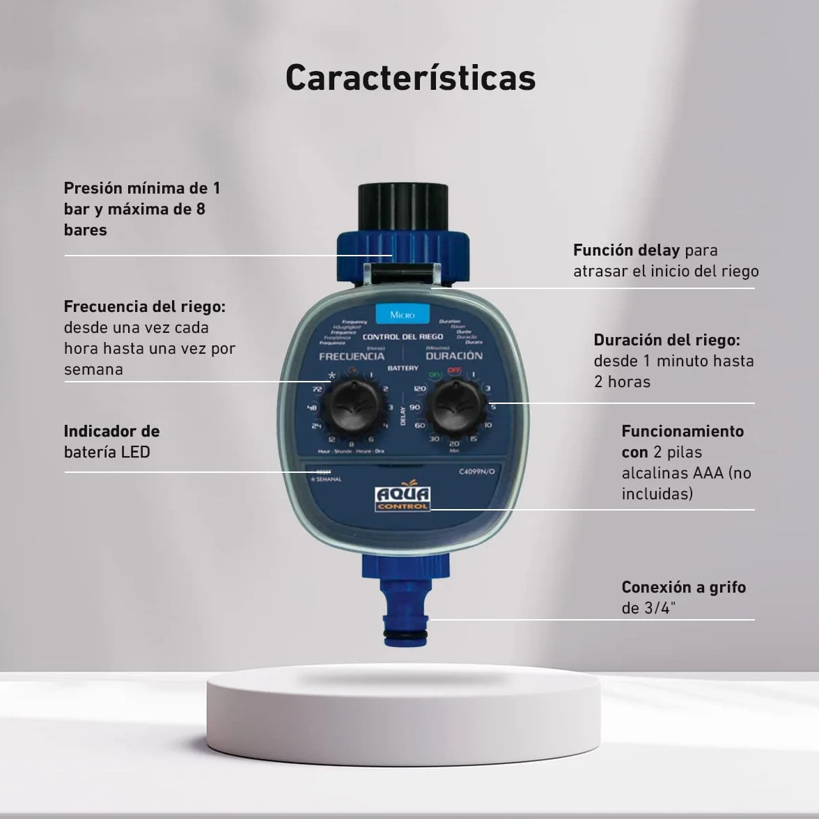 Aqua Control C4099O Programador de Riego para Jardín, 0 Bar, Azul