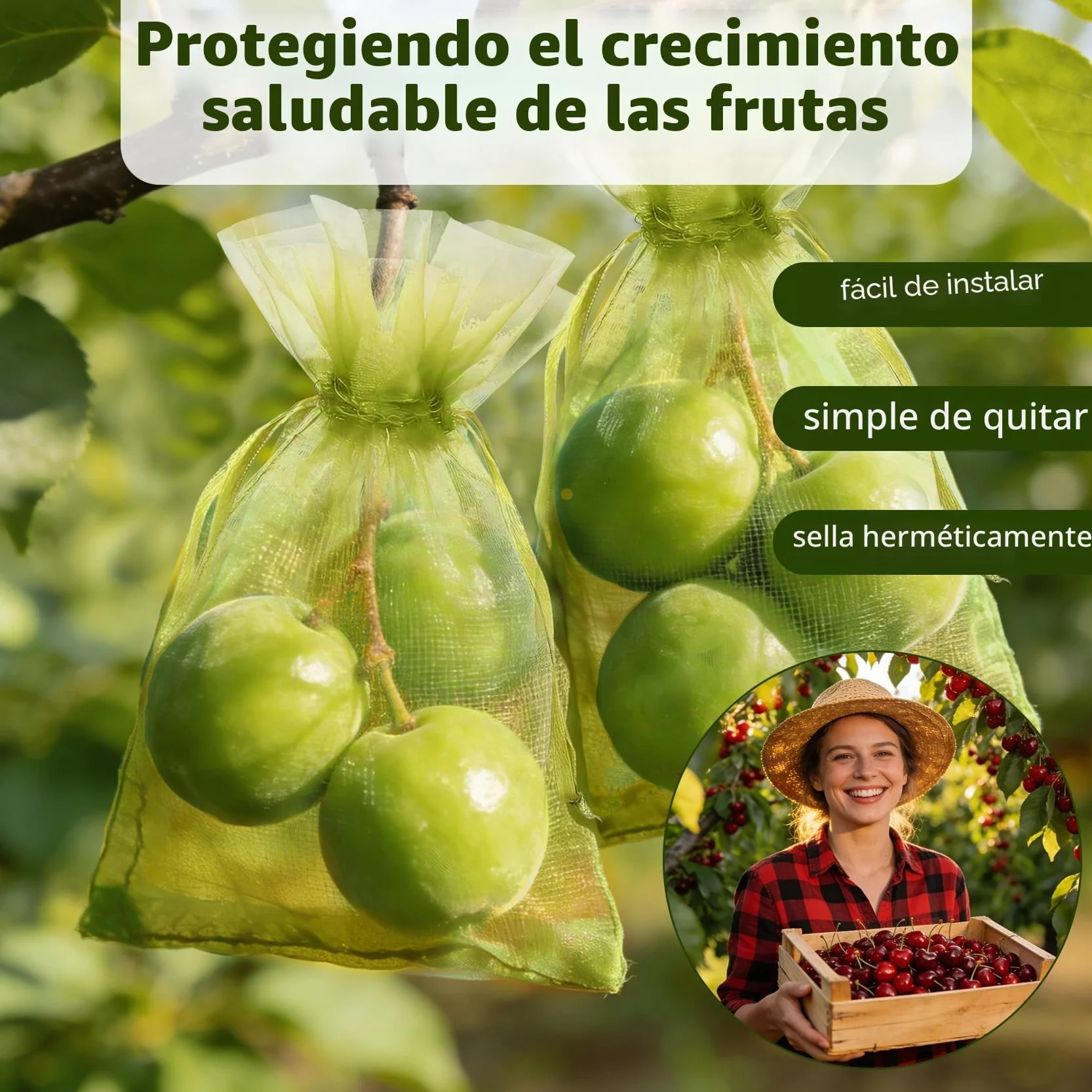 Bolsas Organza Fruta con Cordón 40x30 cm, 60 Piezas Protección Uvas