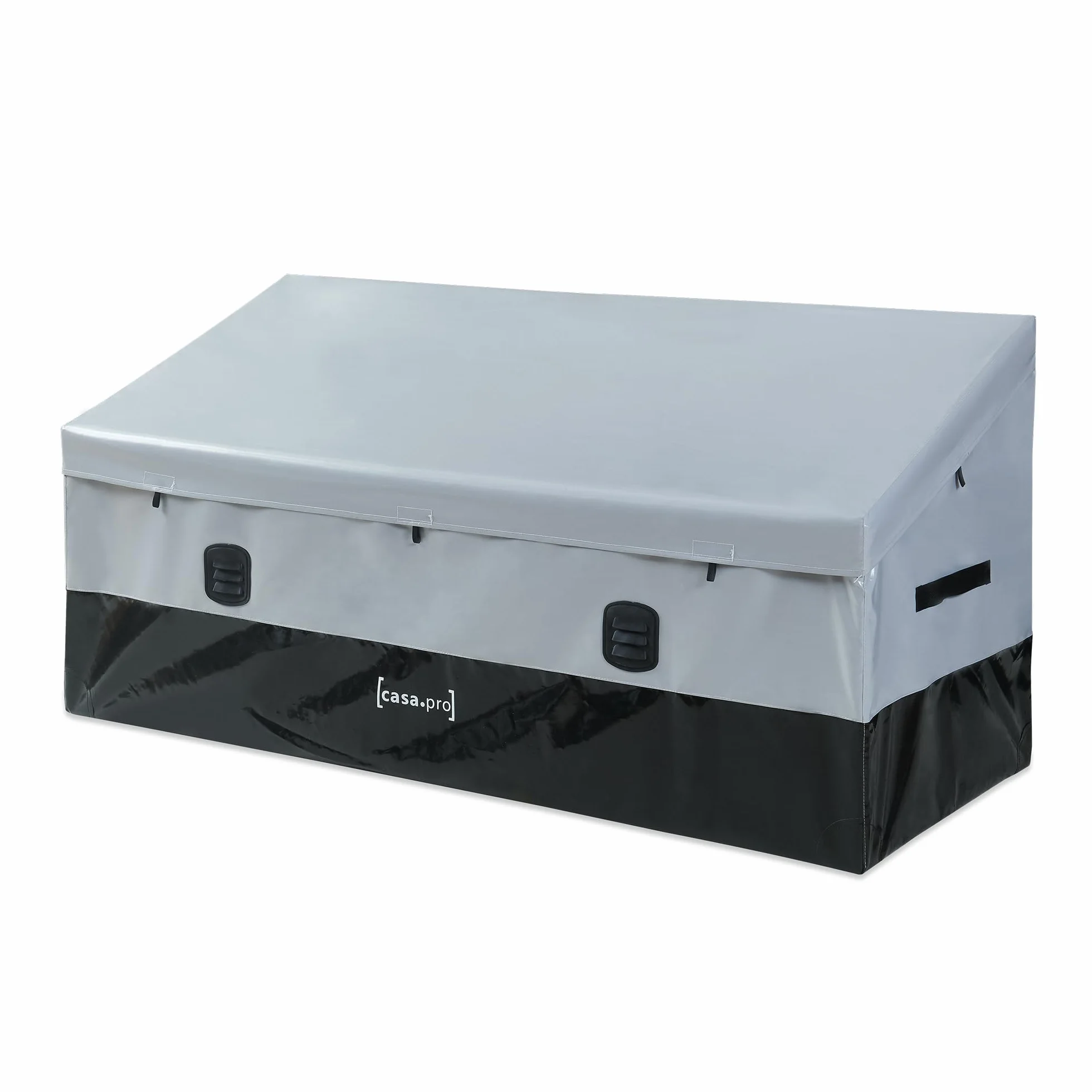 Caja de Almacenamiento Exterior Alanno 560 L Impermeable Lona Poliéster Acero 155x64x75 cm Gris/Negro