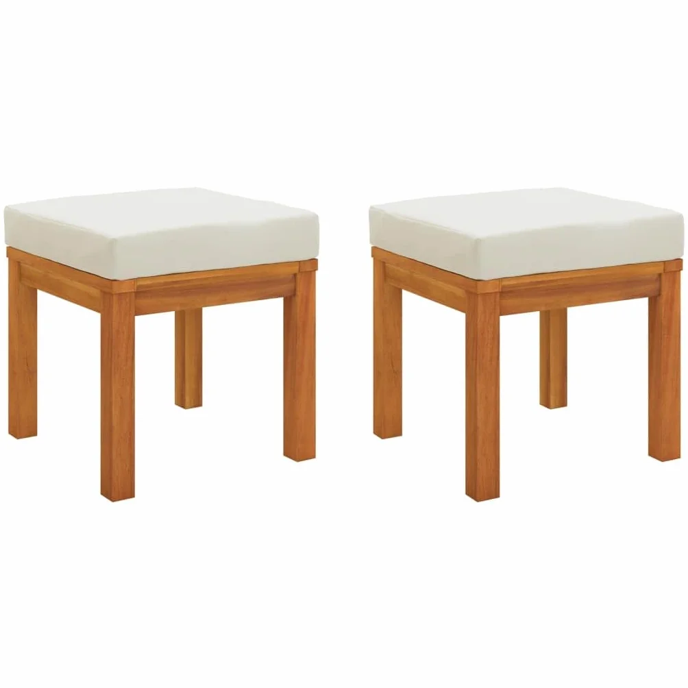 vidaXL Taburetes de jardín con Cojines 2 uds Madera Acacia 40x40x42 cm