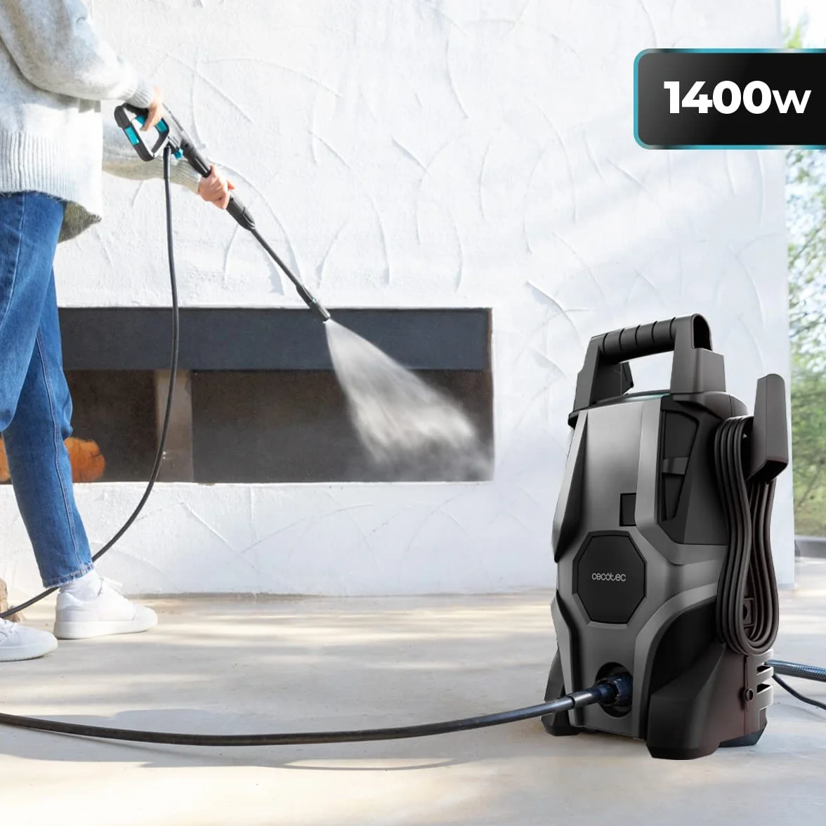 Cecotec Hidrolimpiadora de Alta Presión HydroBoost 1400 Essential 1400W 426 l/h 105 Bares Bomba de Aluminio