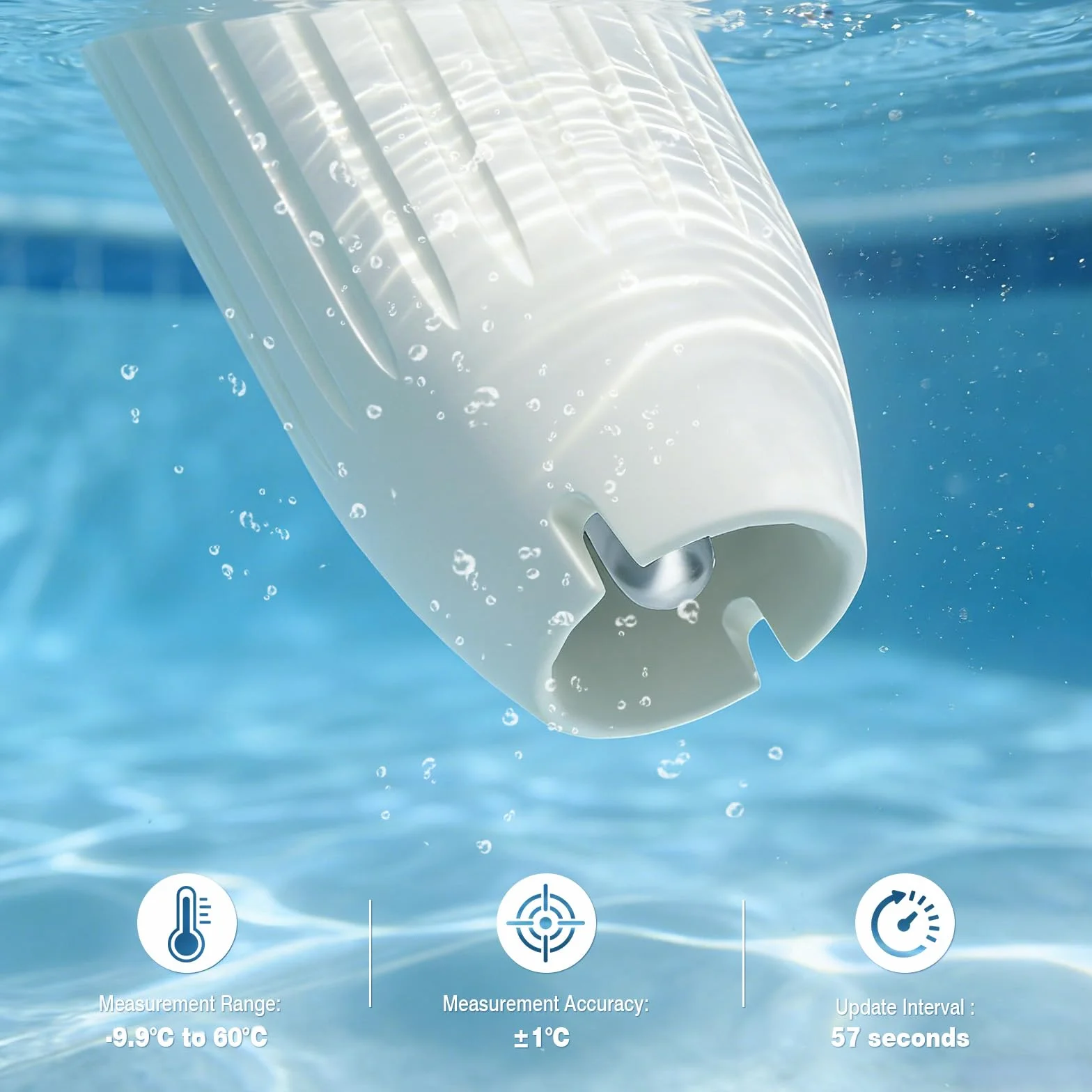 Termómetro Flotante para Piscina IP68 Impermeable Inalámbrico Bajo Consumo Alcance 100m