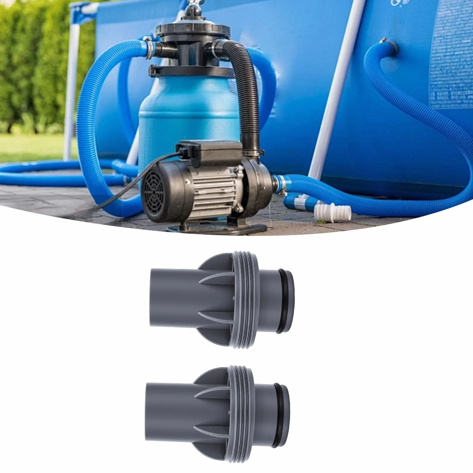 Adaptador de Manguera de Piscina de 2 Piezas Apto para P6916 Adaptador de Manguera de Bomba de Filtro de Piscina de plástico de Buen Sellado de 1,5 Pulgadas E