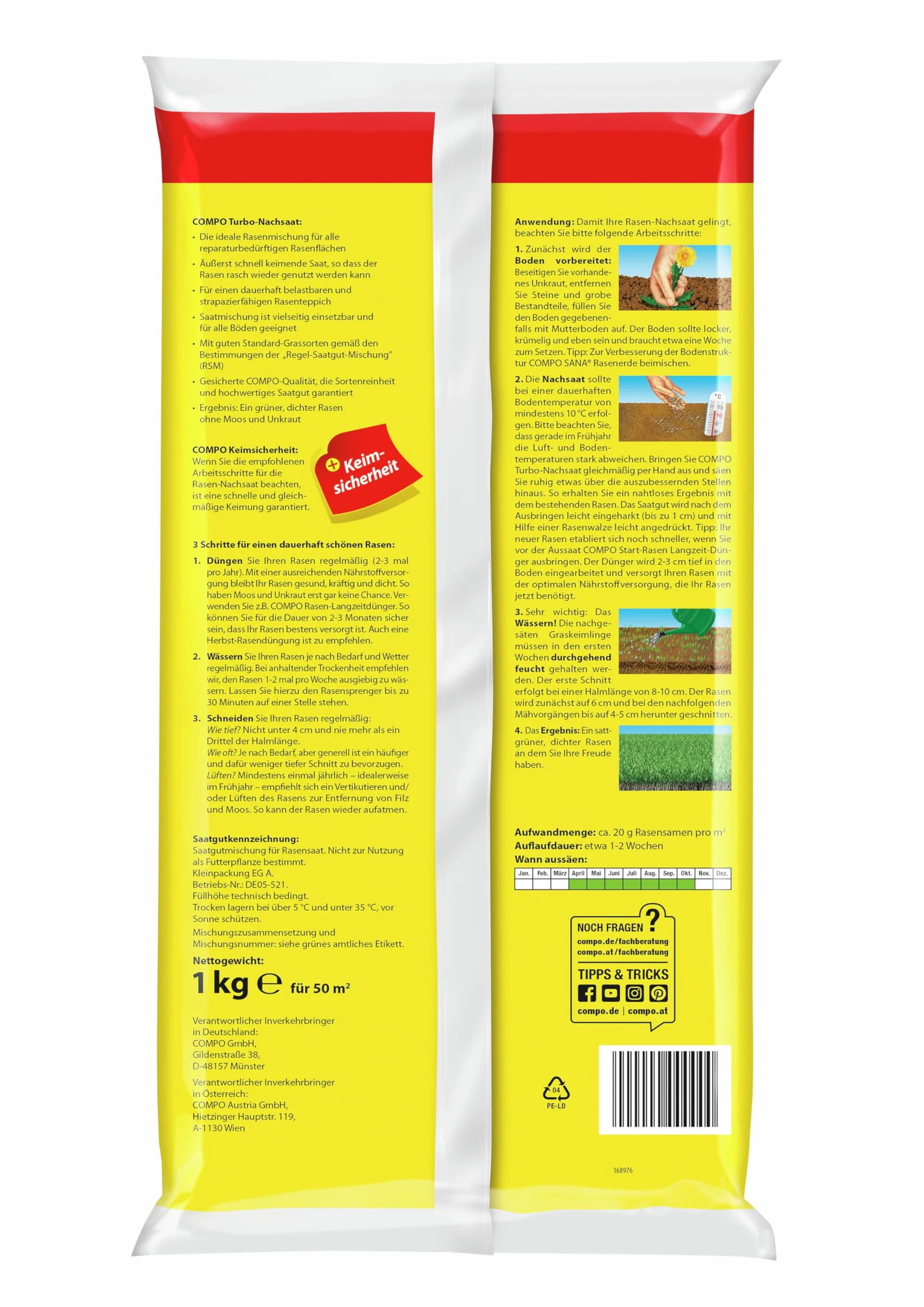 COMPO Semilla turbo césped 1 kg 50 m²