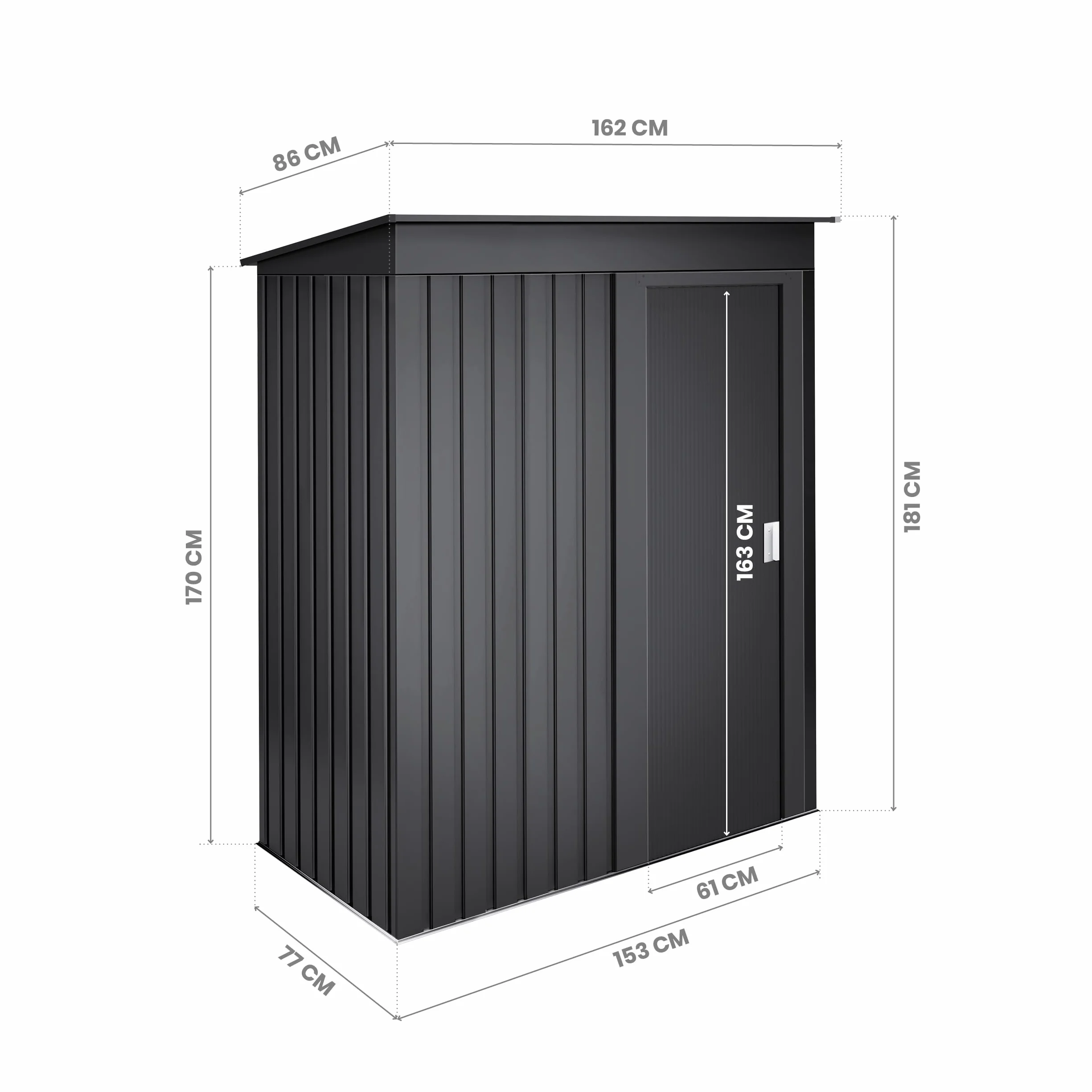 Armario Exterior Terraza 1,39m2 Neat Antracita Puerta Corredera 162x86x181cm Caseta Jardín Cobertizo Almacenamiento