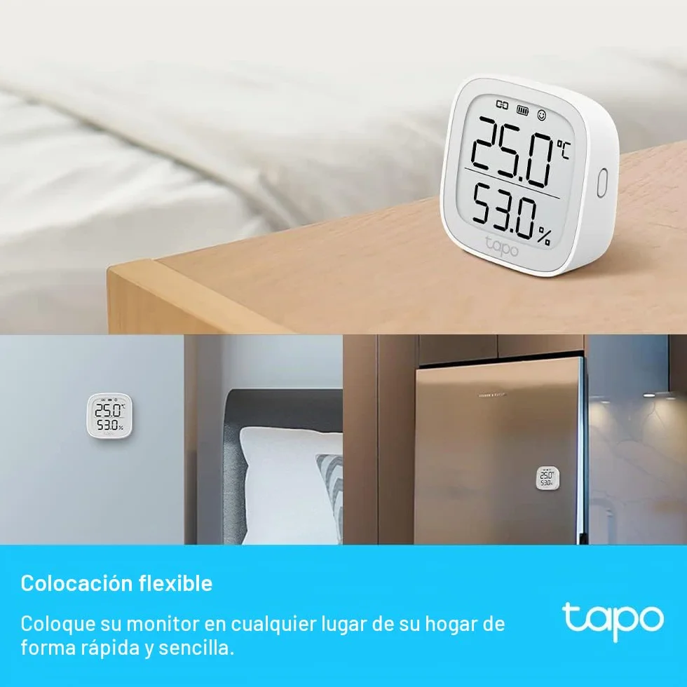 Tapo Termómetro inteligente WiFi higrómetro pantalla LCD batería incluida Alexa Google