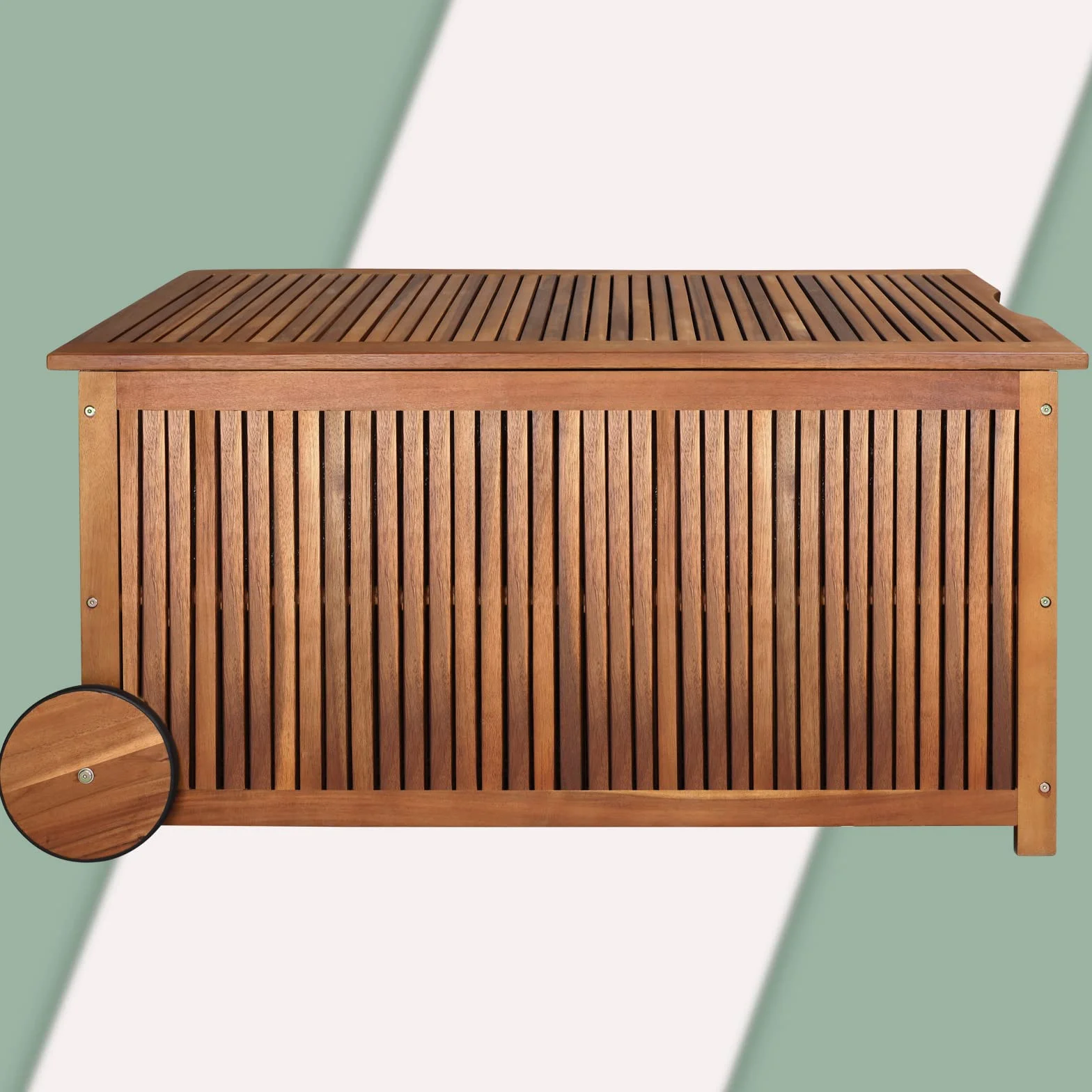 CASARIA Baúl de Almacenaje Exterior 350L Madera de Acacia con Ruedas 120x55x60cm
