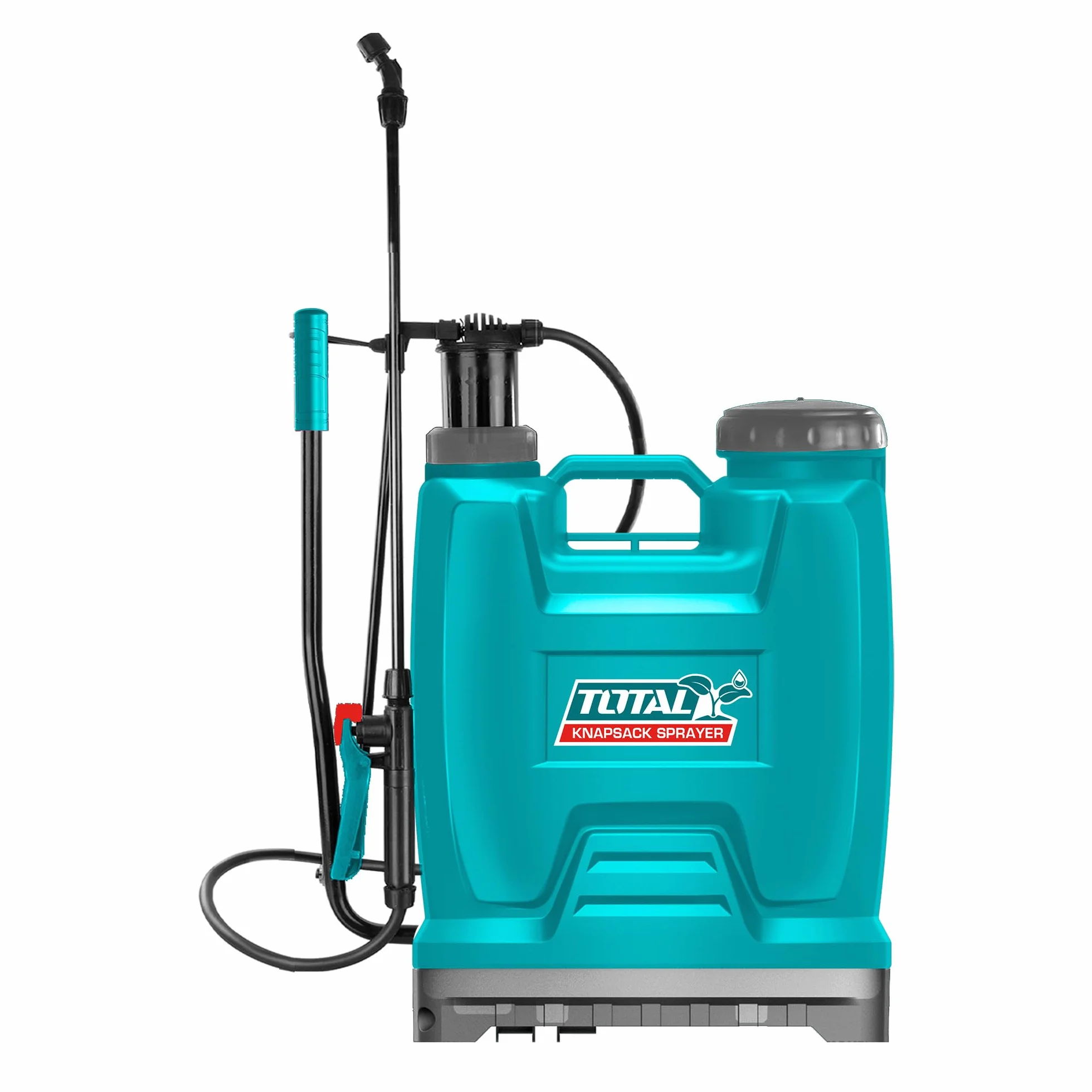 Total - Pulverizador de Mochila - 16 litros - 4,5 Bar - Lanza de Fibra de Vidrio - Válvula de Seguridad - Correas Acolchadas - Jardinería Profesional, Plástico, Color Azul 16 litros