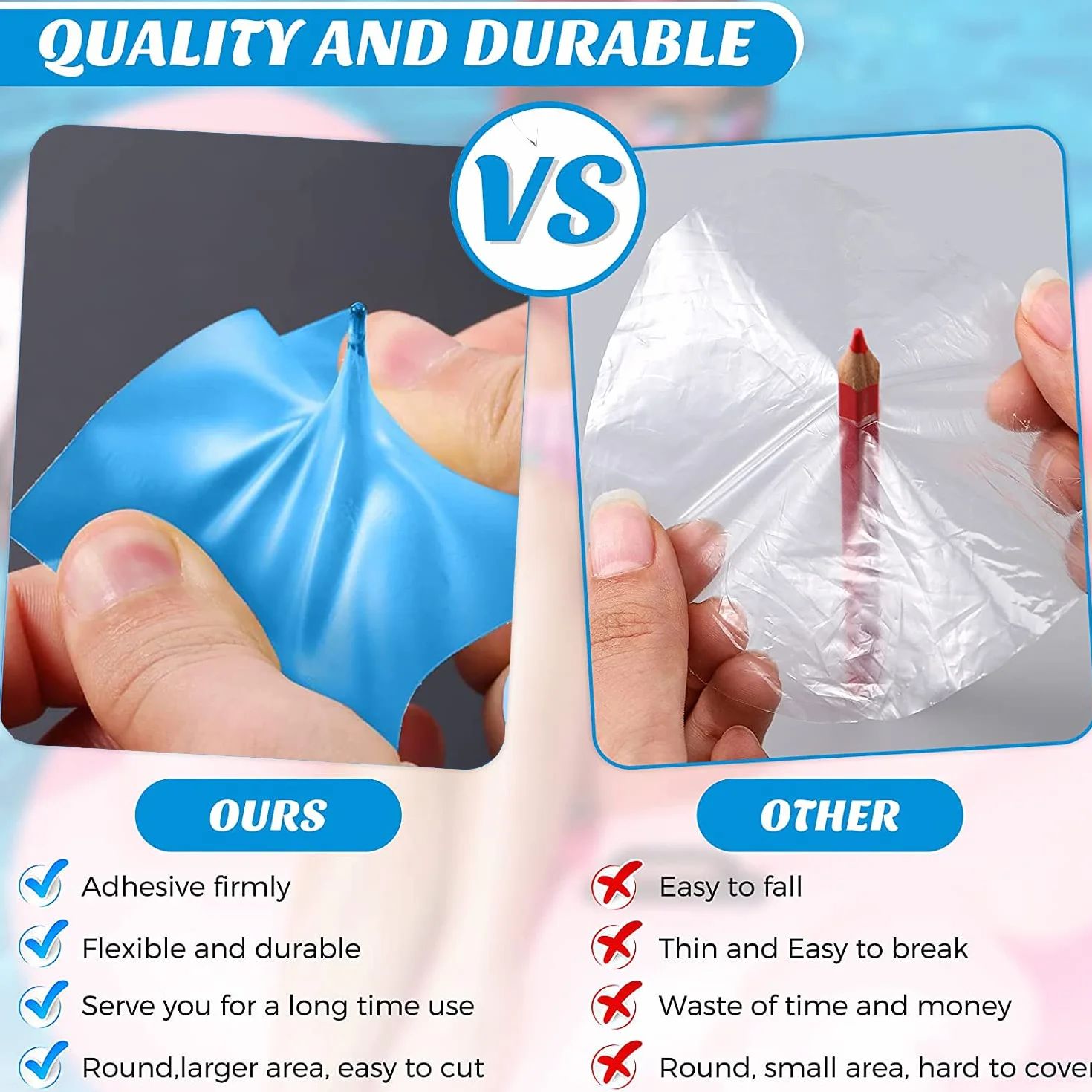 Parches Piscina Bajo Agua PVC Impermeables 20 Piezas Reparación