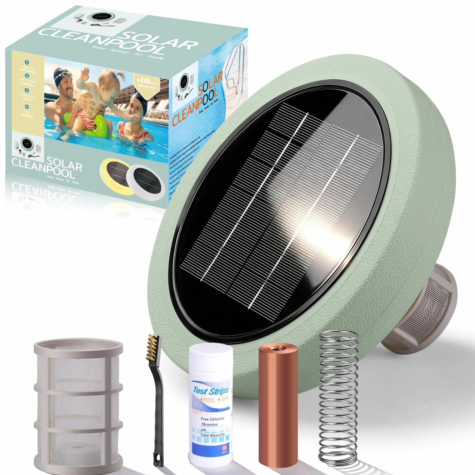 Ionizador Solar para Piscinas Flotante de Cobre Limpiador de Agua hasta 151.400 litros