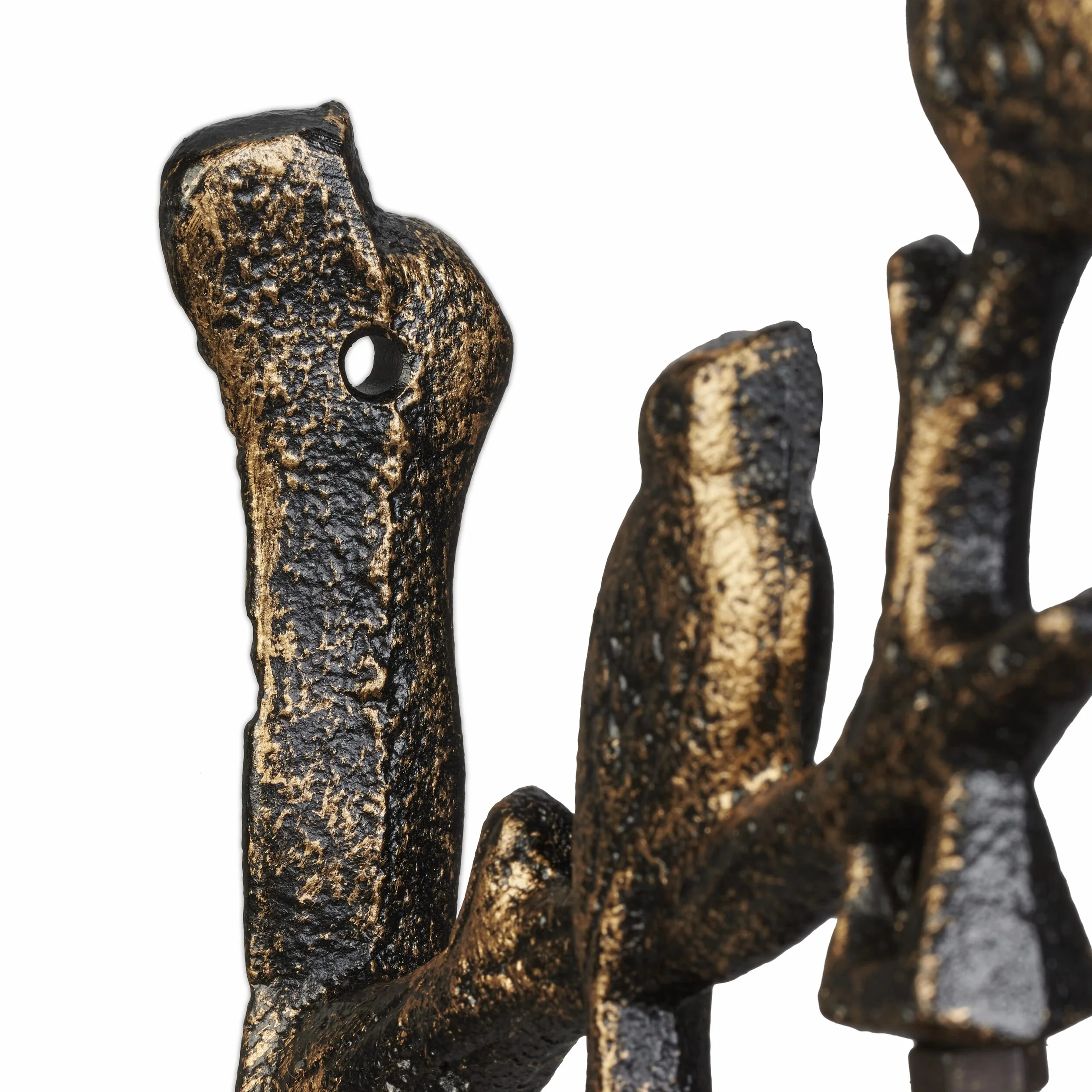 Relaxdays Campana Pared Rama Pajaritos Timbre Jardín Cuerda 20x10x13 cm Campanilla Mural Bronce