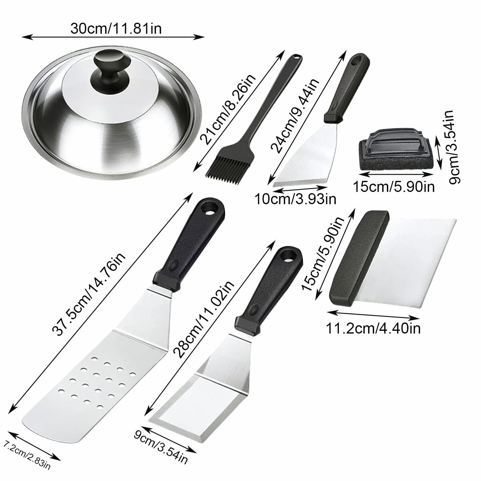Utensilios BBQ,Juego Compacto De Utensilios para Parrilla - Set Portátil | Resistentes De Acero Inoxidable para Cocinar Carne Camarones Verduras En Jardín Patio Camping Y Brochetas