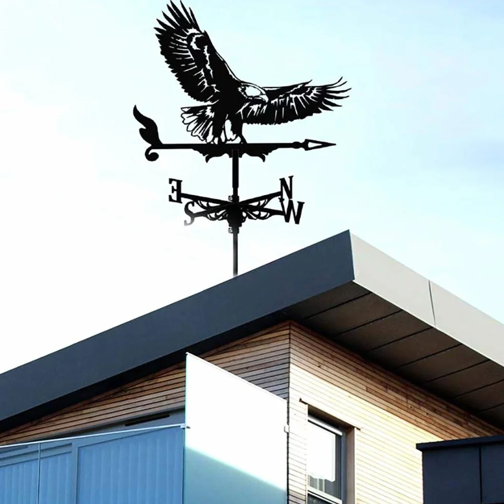 Veleta de Viento Decorativa de Acero Inoxidable Estilo Arquitectónico Águila Calva para Jardín