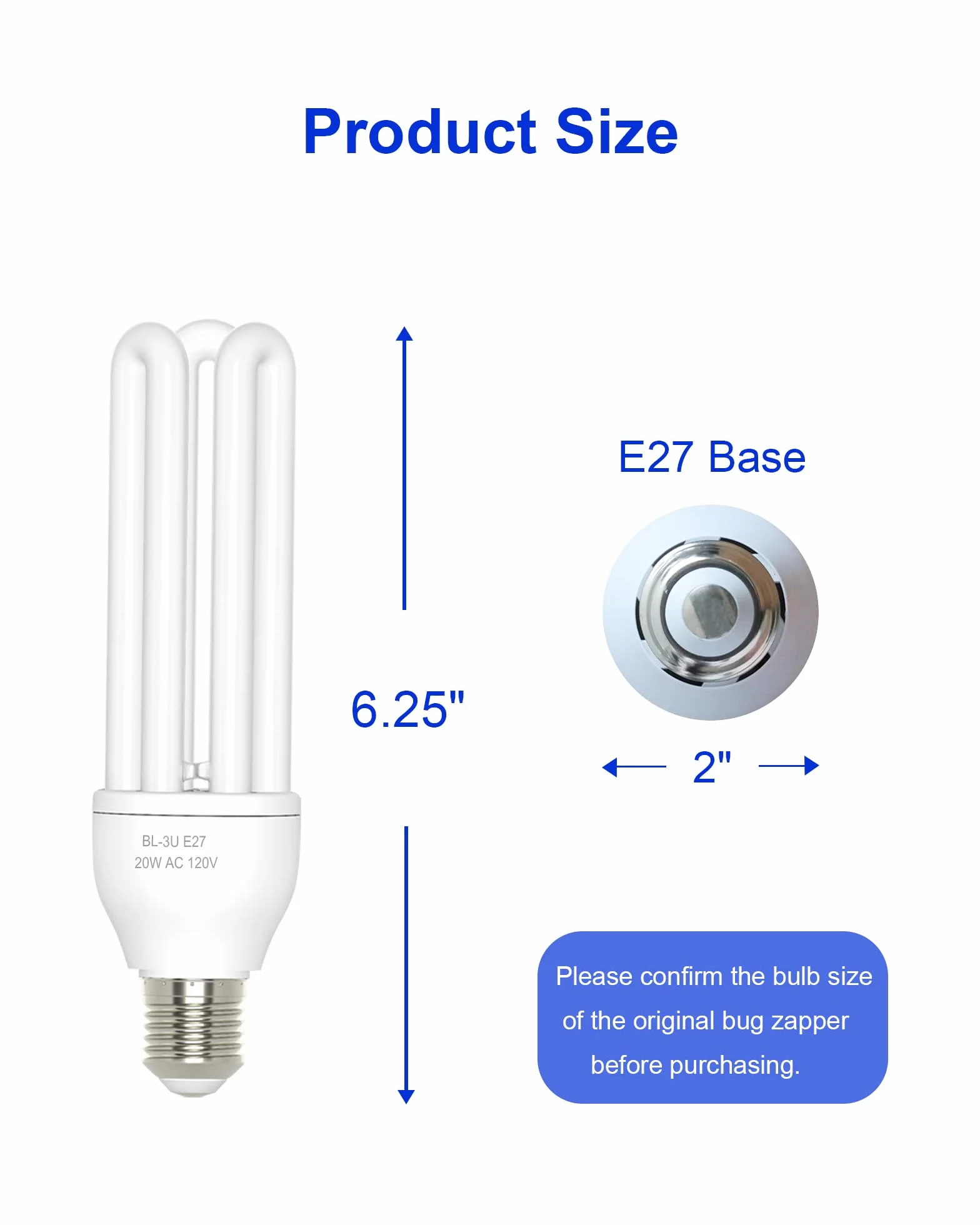 Paquete de 2 bombillas de repuesto 3U 20W E27 repelente de insectos compatible con Lunatino Womosk PALONE