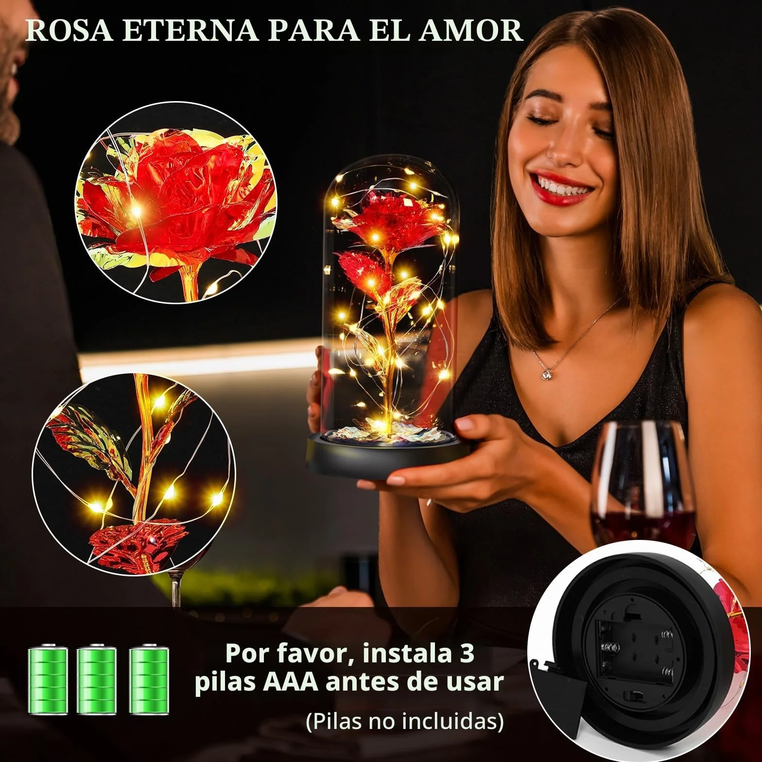 Rosa Eterna Oso Rosa Collar Caja Regalo Madre Mujer Aniversario Cumpleaños