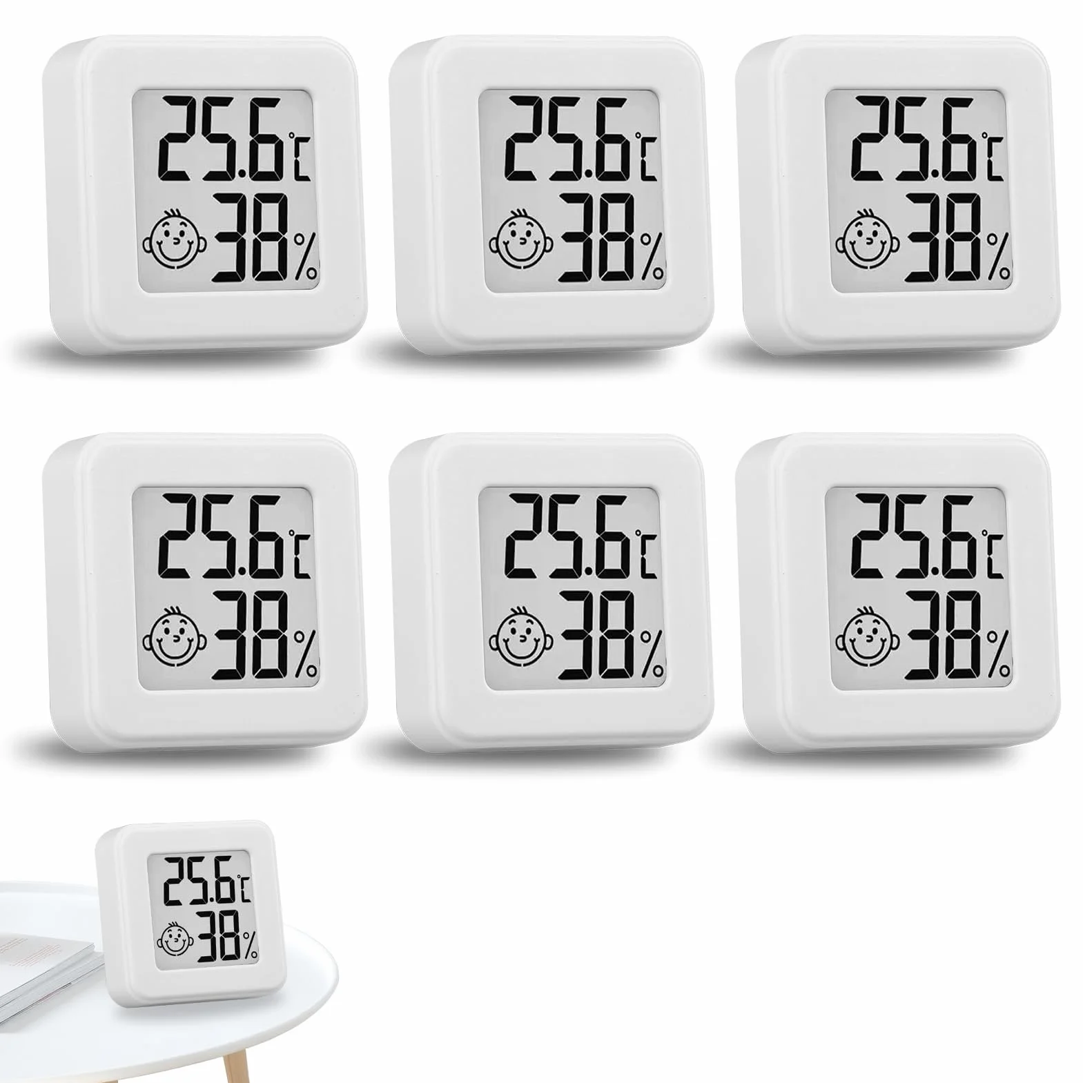 Higrómetro Termómetro Digital Interior 6 Piezas, Medidor de Temperatura y Humedad con Pantalla LED