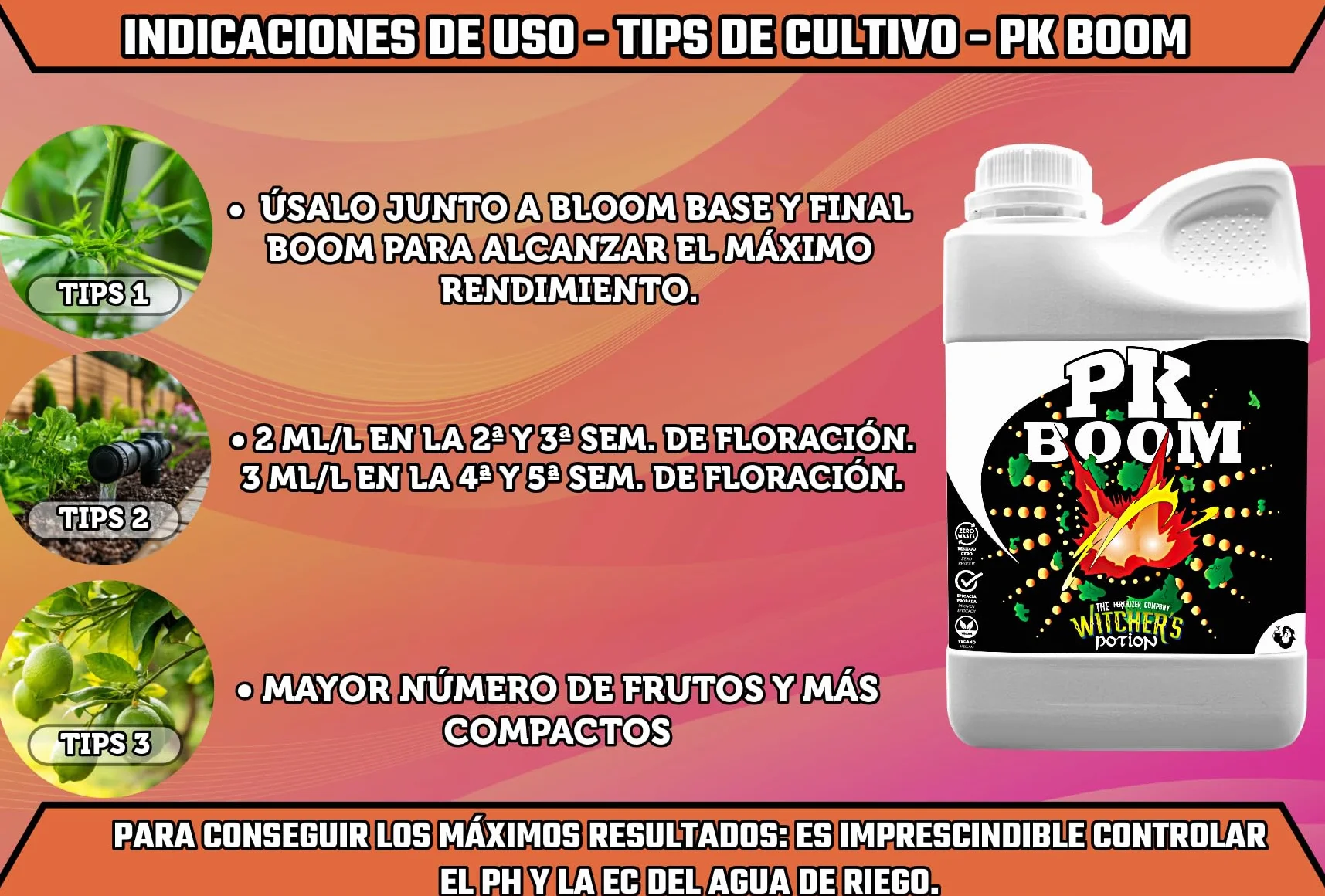 PK BOOM Witcher's Potion Cannaboom 500ml Engorde de Cogollos NPK 3-13-13 con Microelementos Quelatados